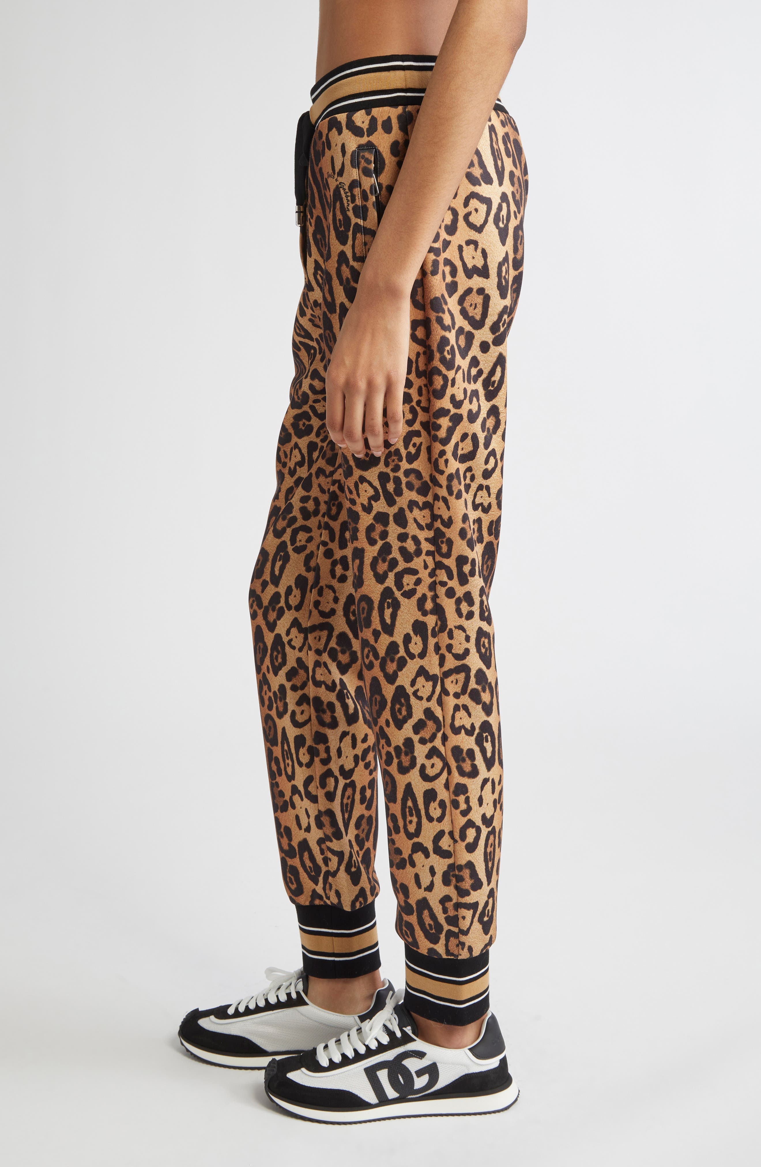 Dolce&Gabbana Leopard Print Joggers in Hynbm Leo Fondo Naturale at Nordstrom - 4