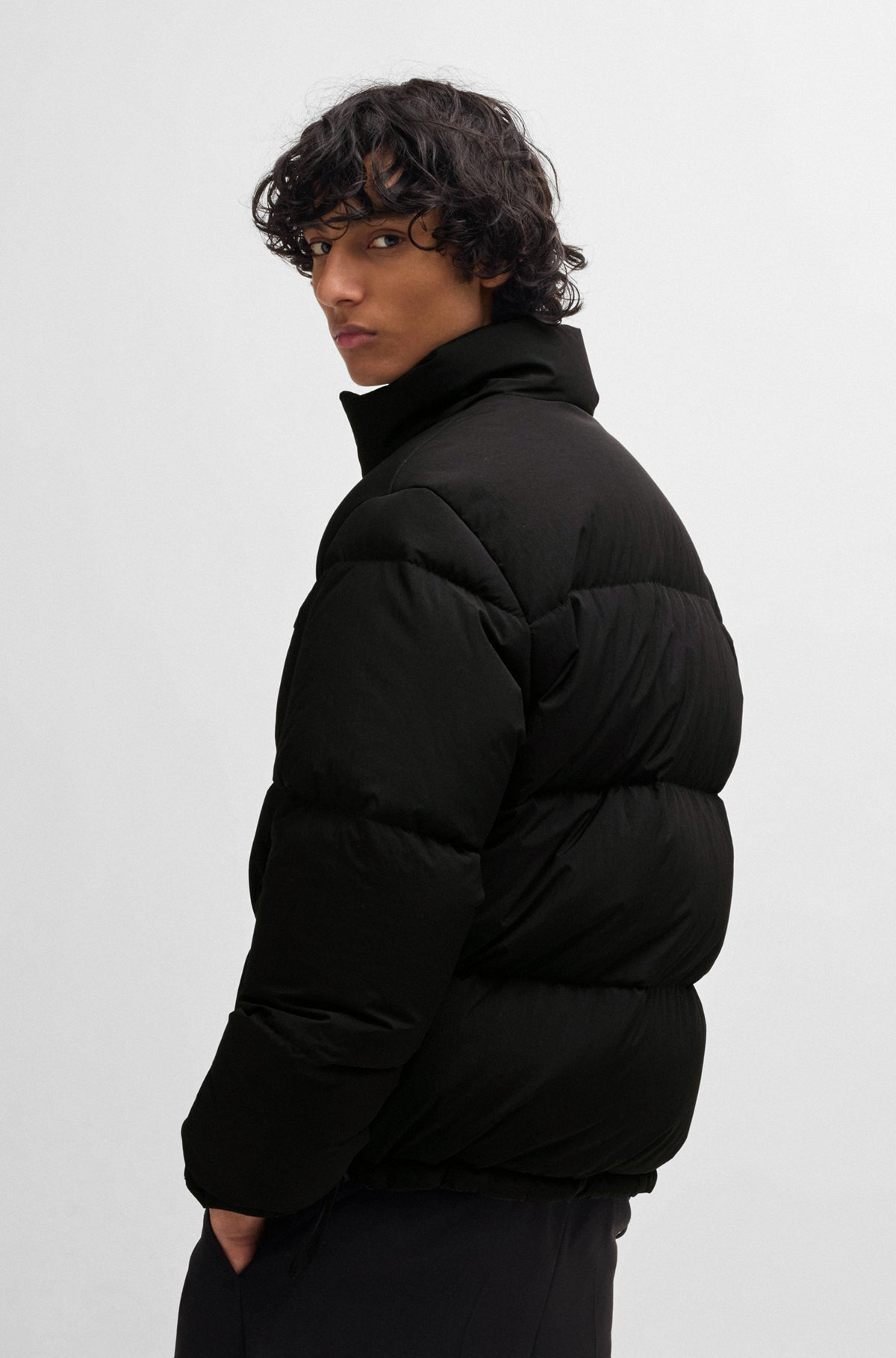 WATER-REPELLENT DOWN JACKET WITH STACKED LOGO - 4