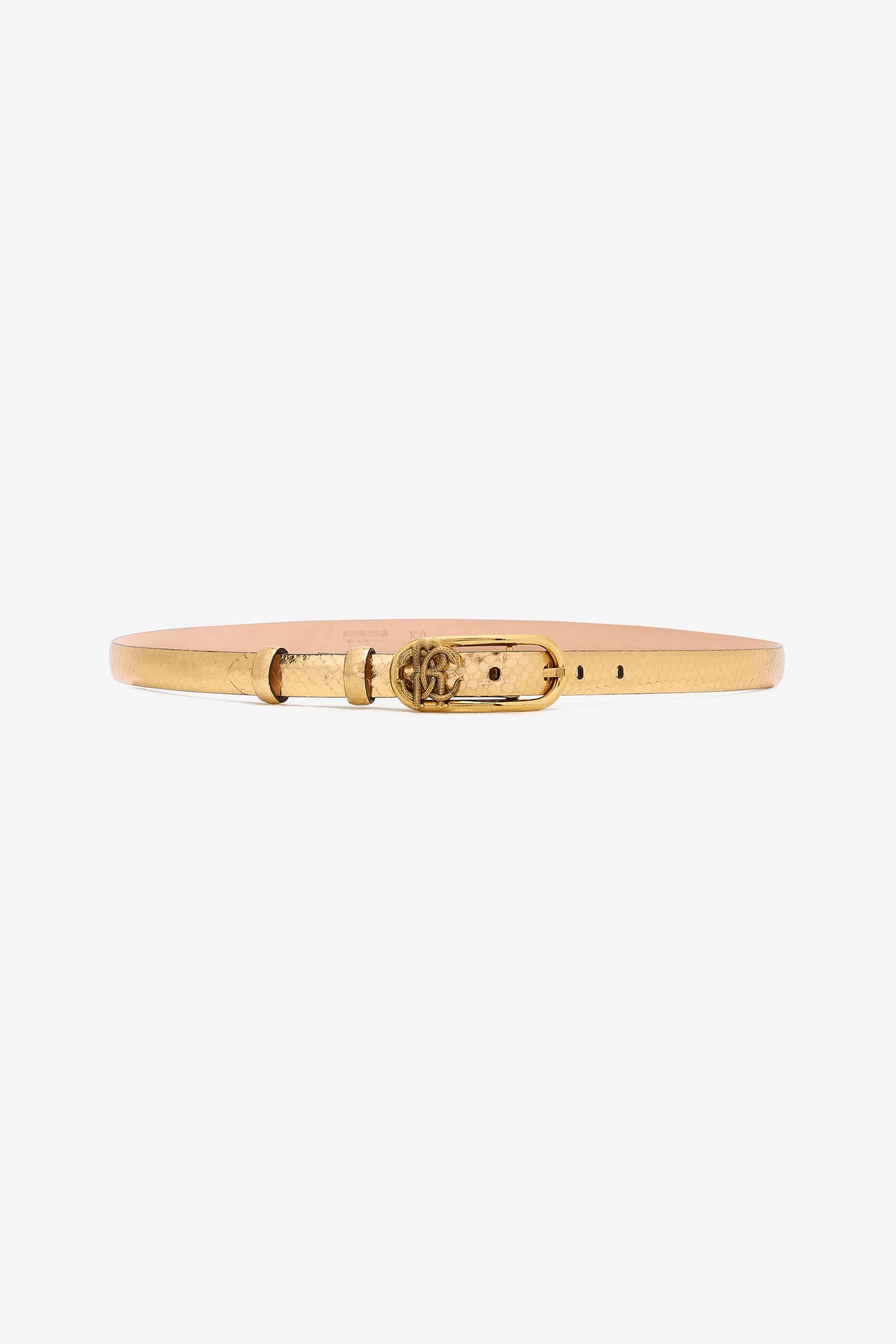 Snake-Print Laminated Leather Belt - 1