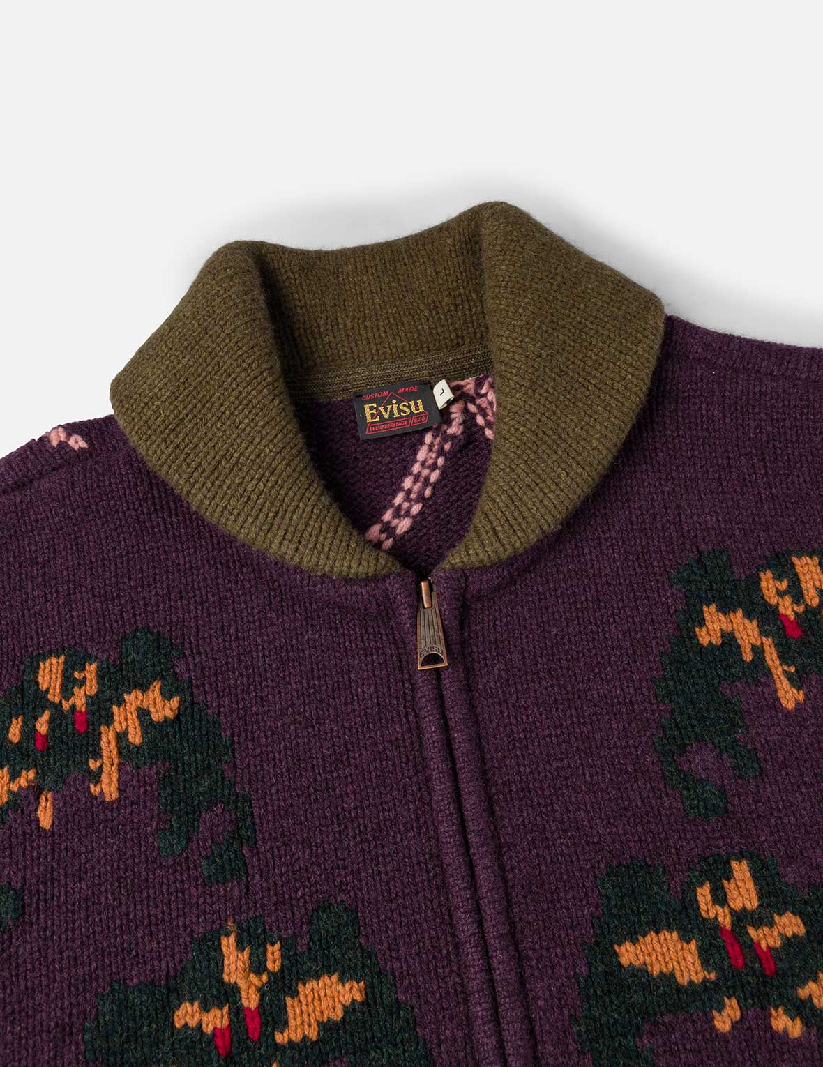 Spiders and Seagull Intarsia Knit Relax Fit Cowichan Sweater - 9