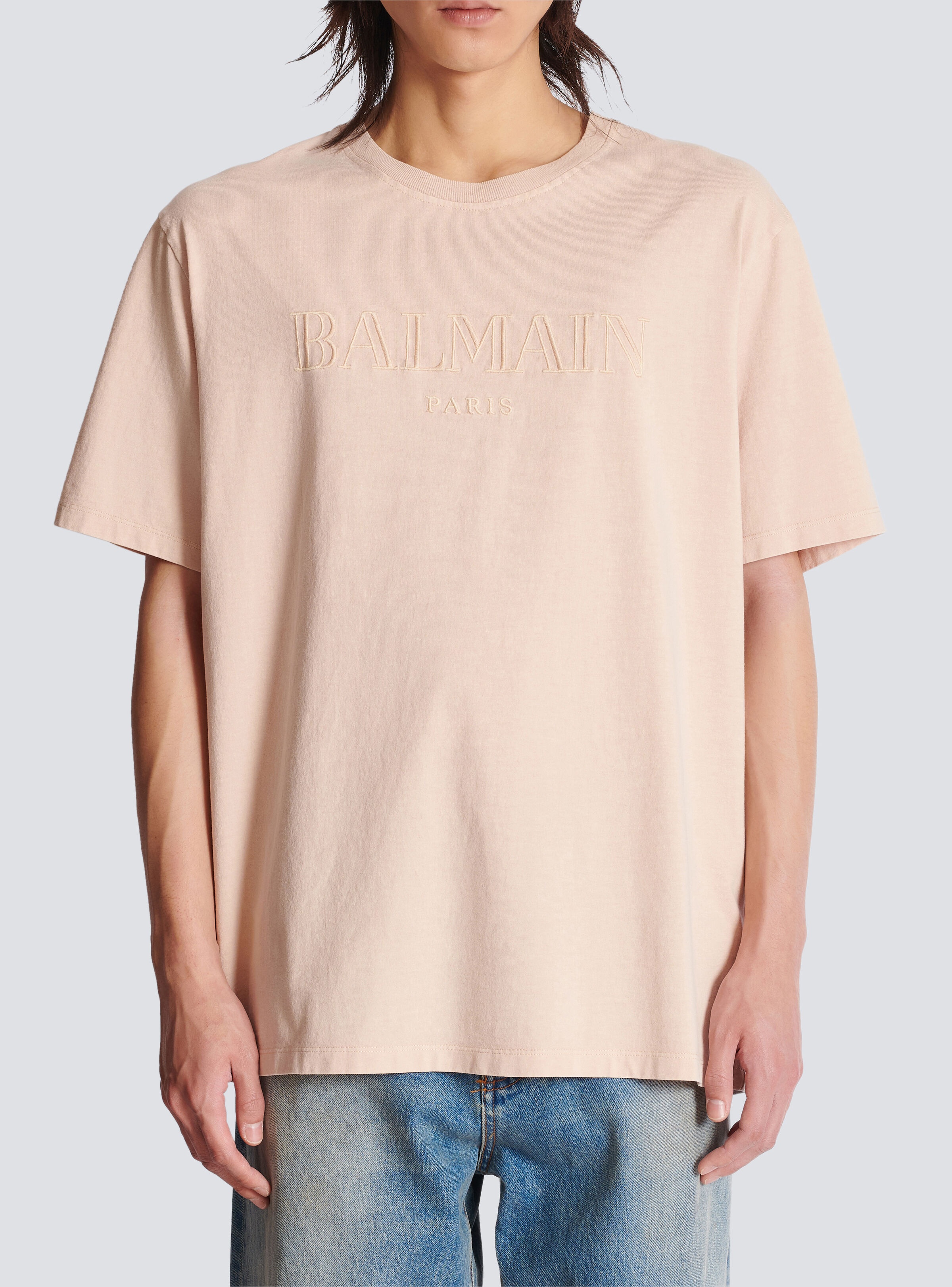 Loose T-shirt with vintage Balmain embroidery - 5