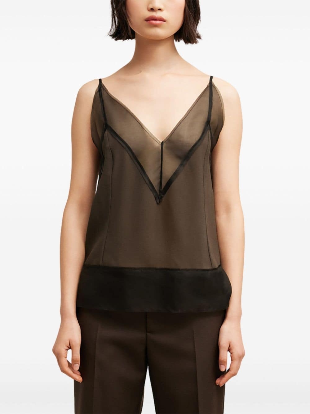 V-neck semi-sheer top - 5