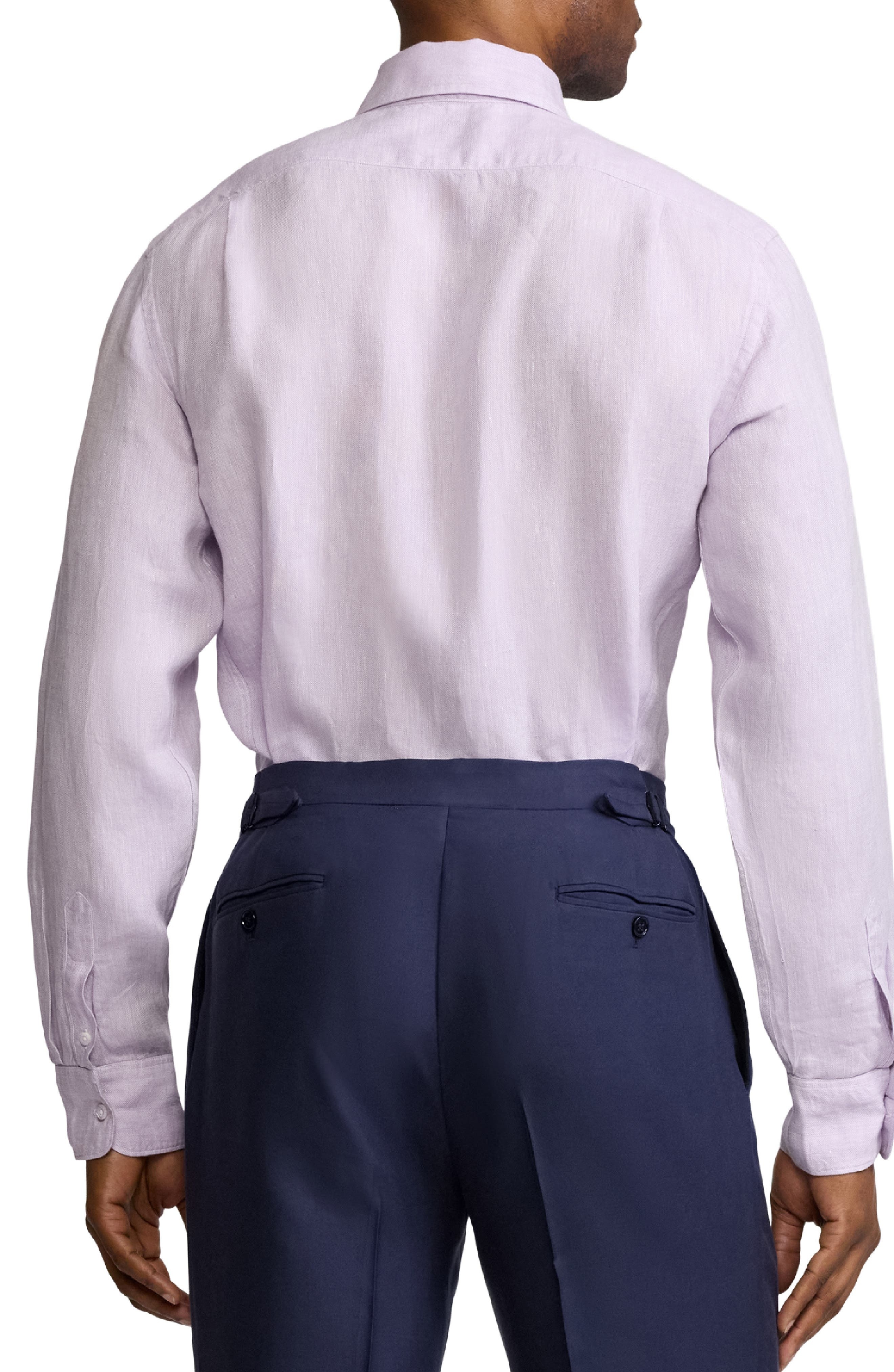 Ralph Lauren Purple Label Basket Weave Linen Button-Up Shirt in Lilac Breeze at Nordstrom - 2