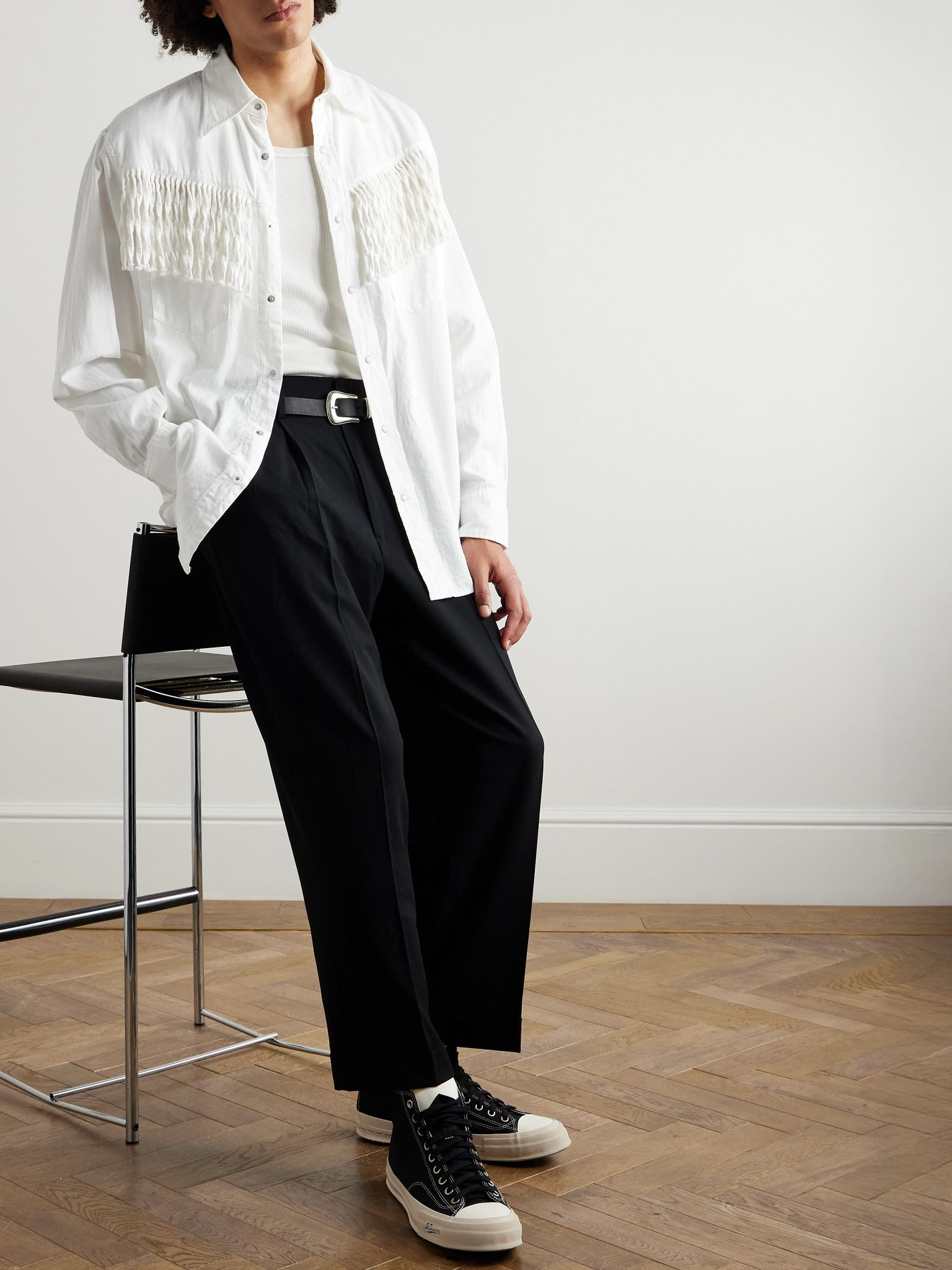 Husky Fringed Denim Western Shirt White - 2