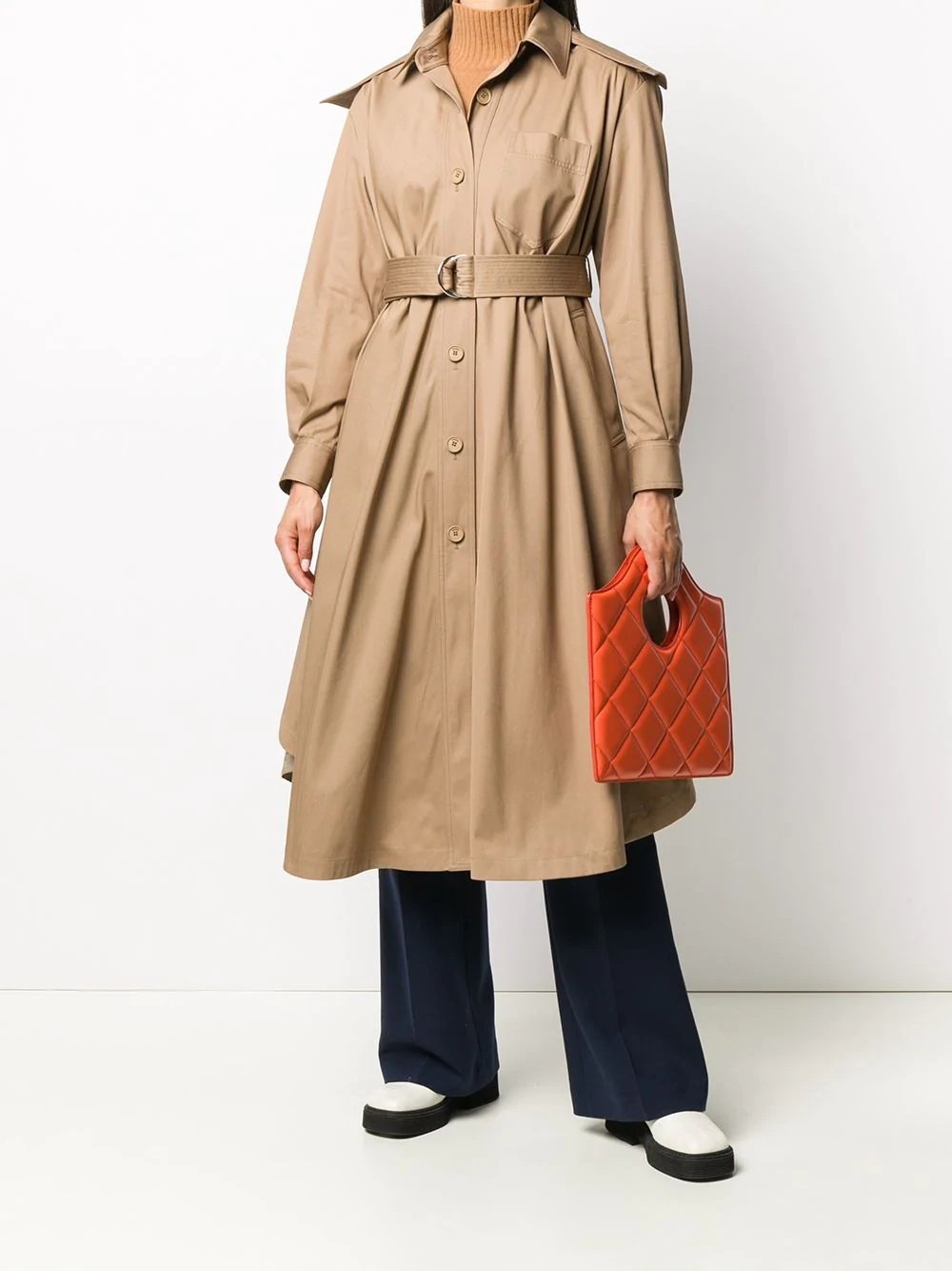 draped hooded trench coat - 2