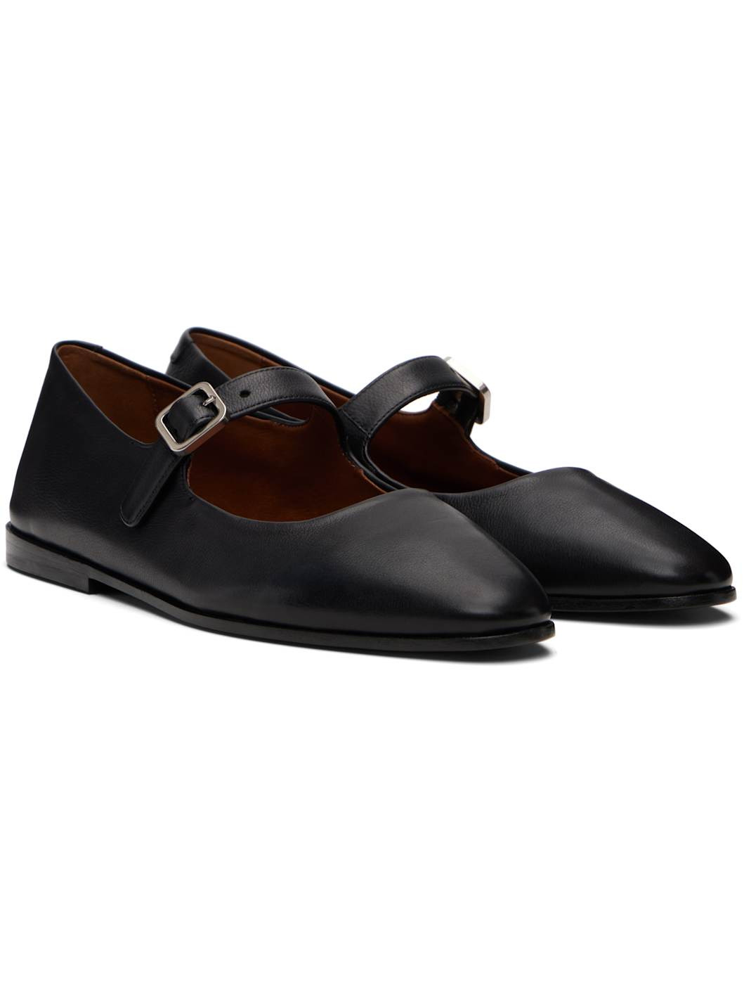 Black Scivolo Leather Ballerina Flats - 4