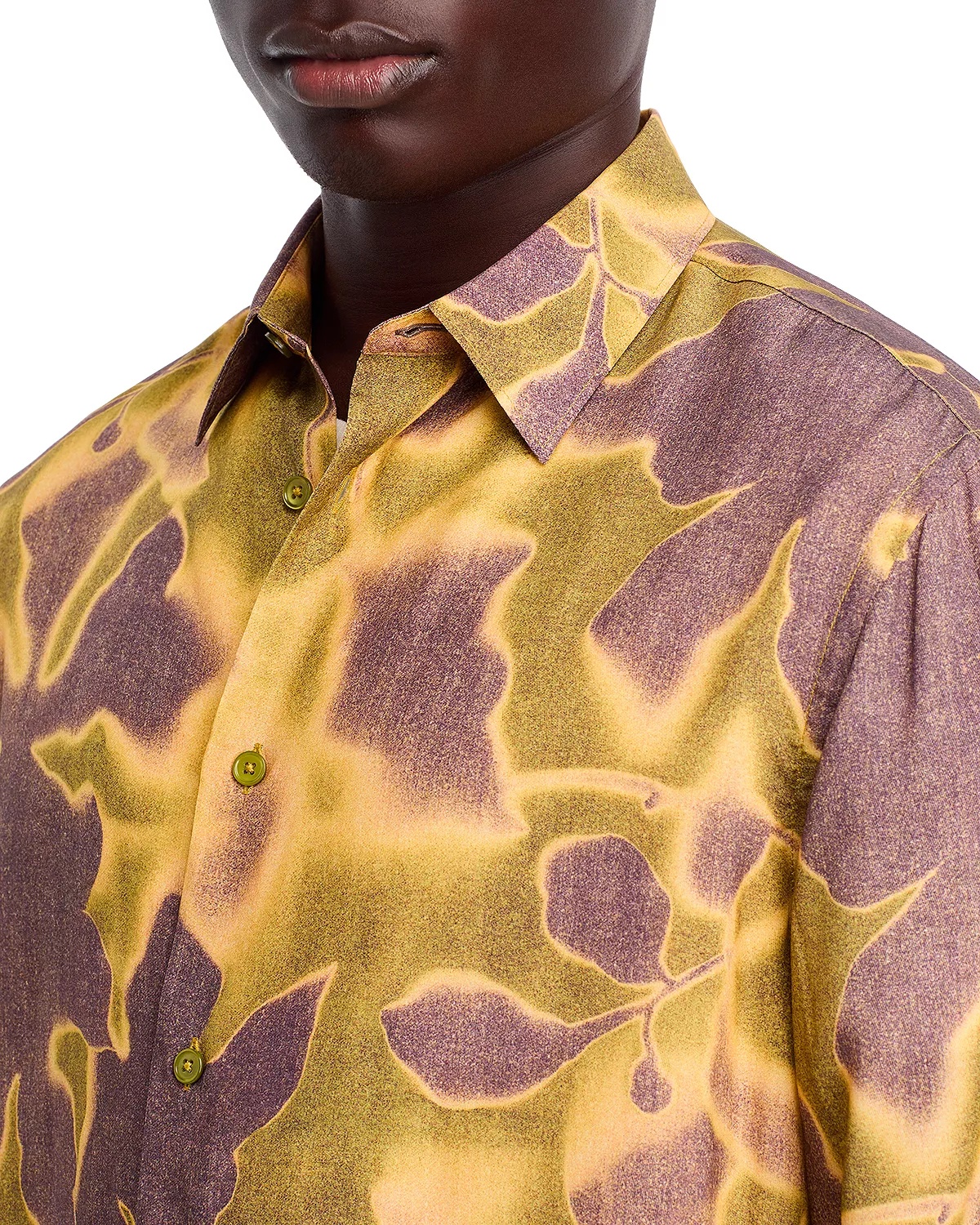 Long Sleeve Button Front Printed Shirt - 5