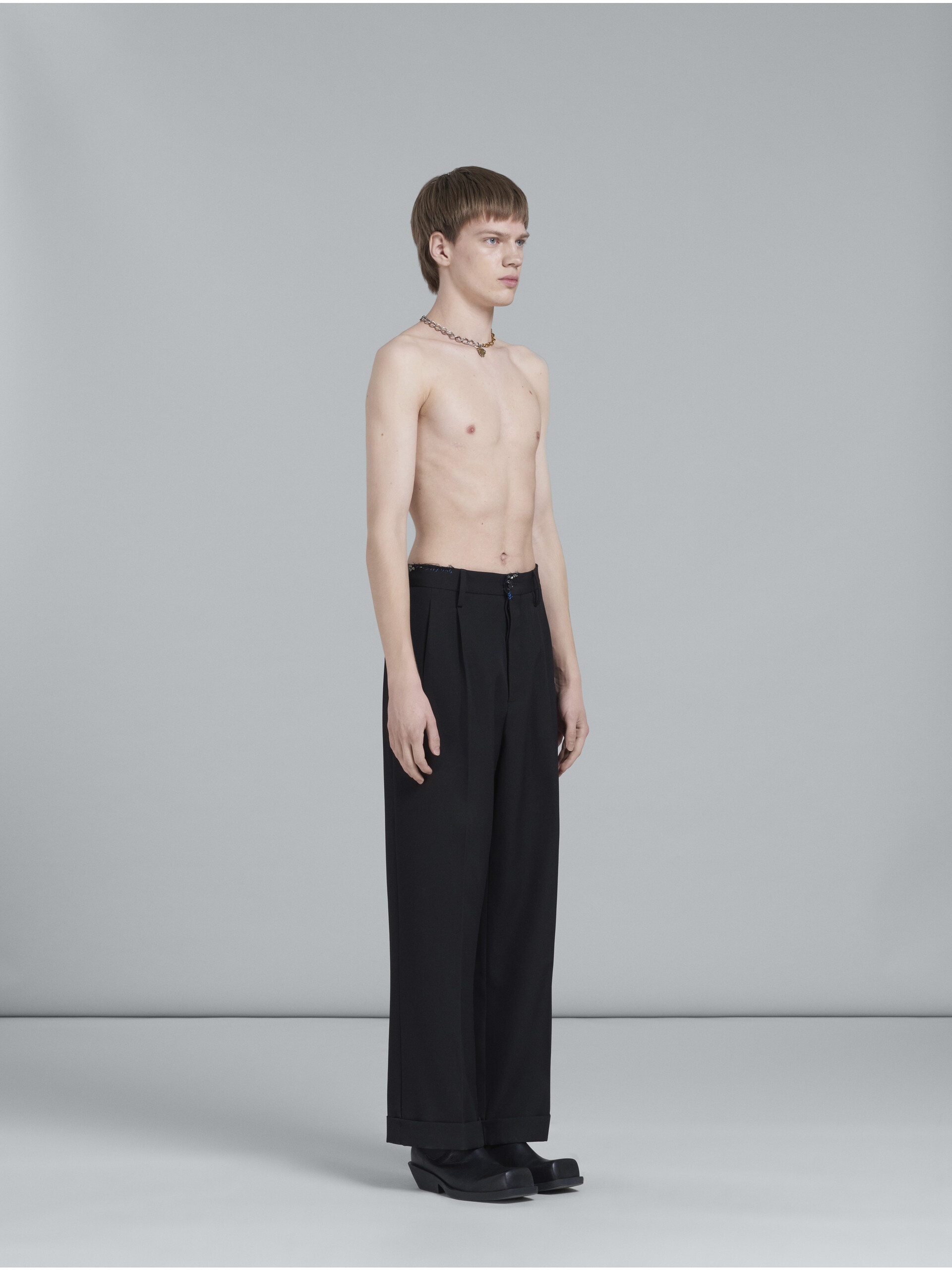 BLACK TUXEDO-STYLE PANTS WITH EMBROIDERY - 5