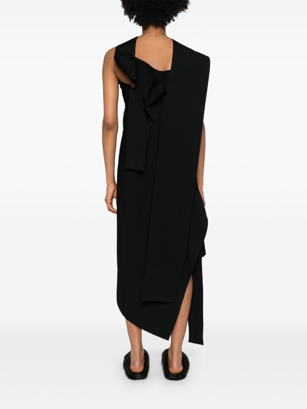 asymmetric wool midi dress - 4