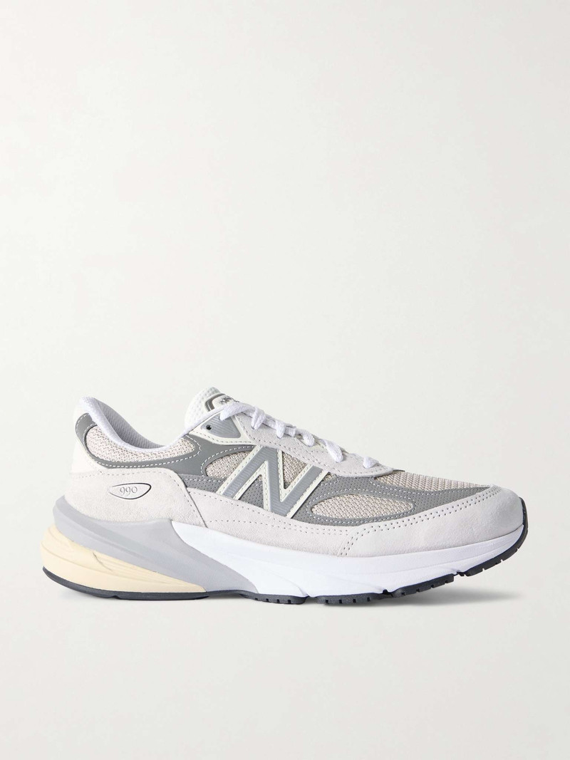990v6 Leather-Trimmed Suede and Mesh Sneakers - 1