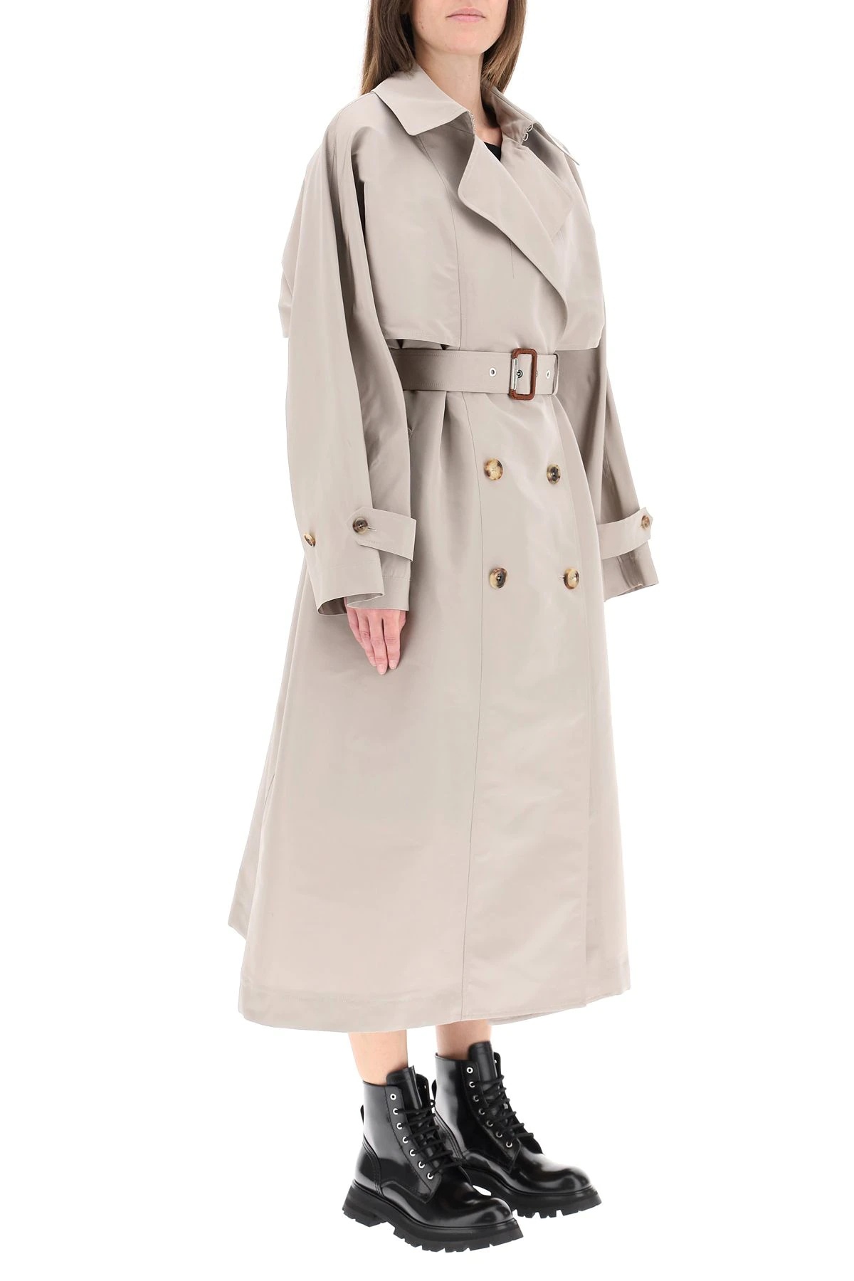 OVERSIZED FAILLE TRENCH COAT - 3