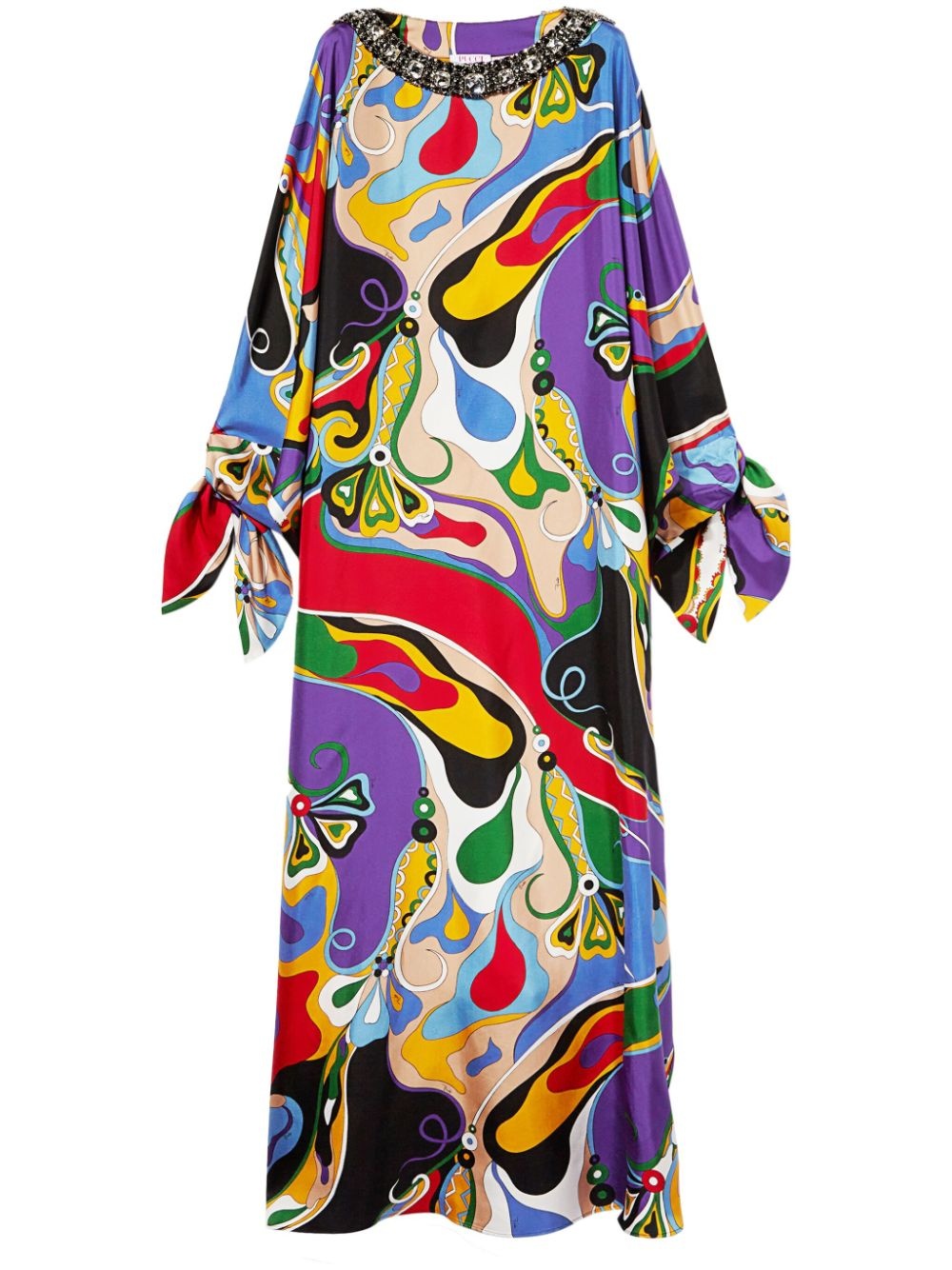Orchidee-print silk kaftan - 1