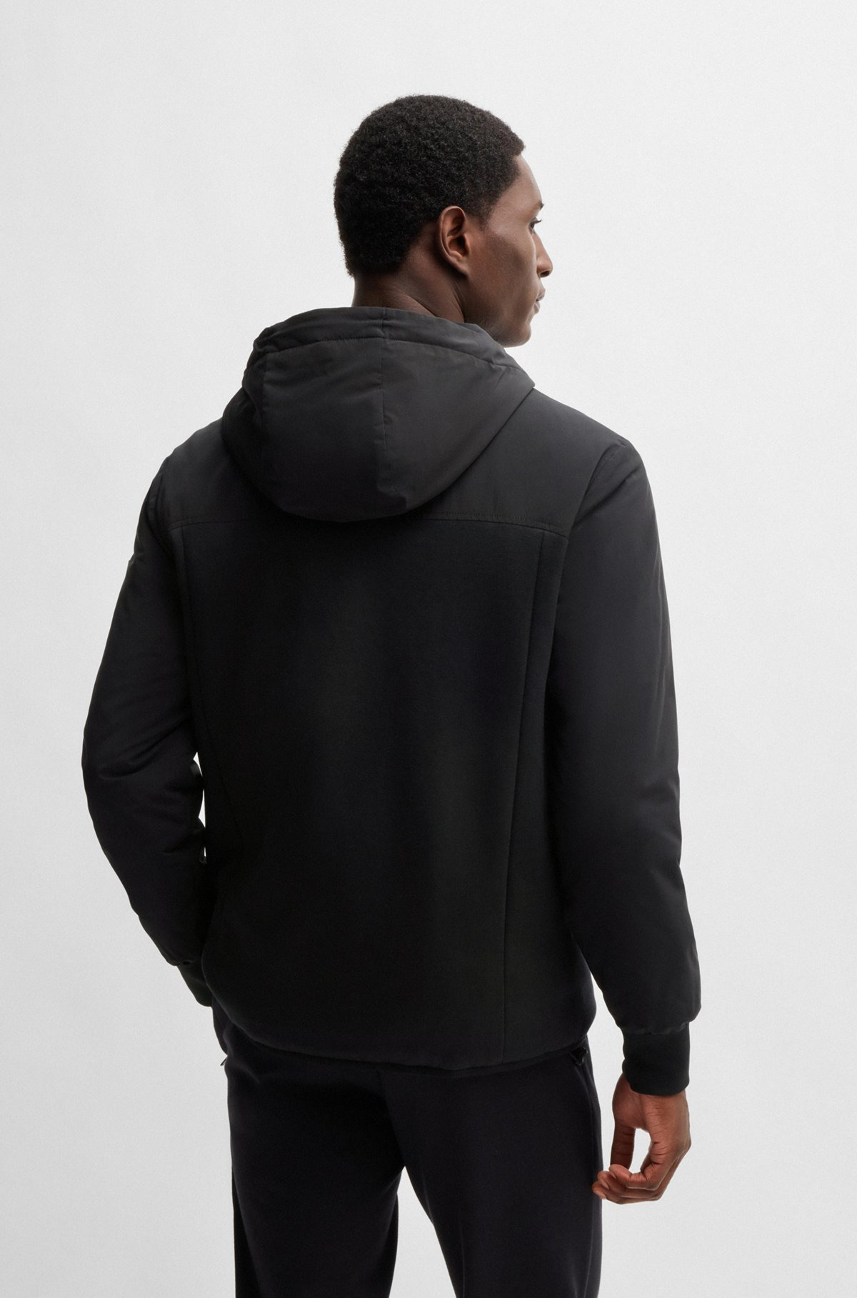 HOODED REGULAR-FIT JACKET IN MIXED MATERIALS - 5