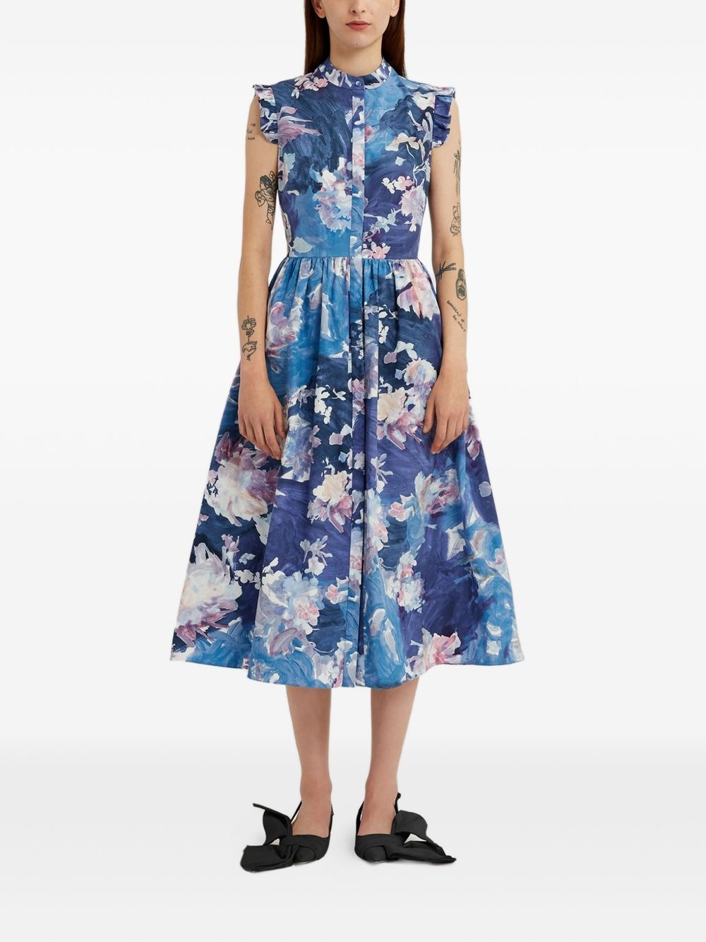 ruffled floral-print dress - 3