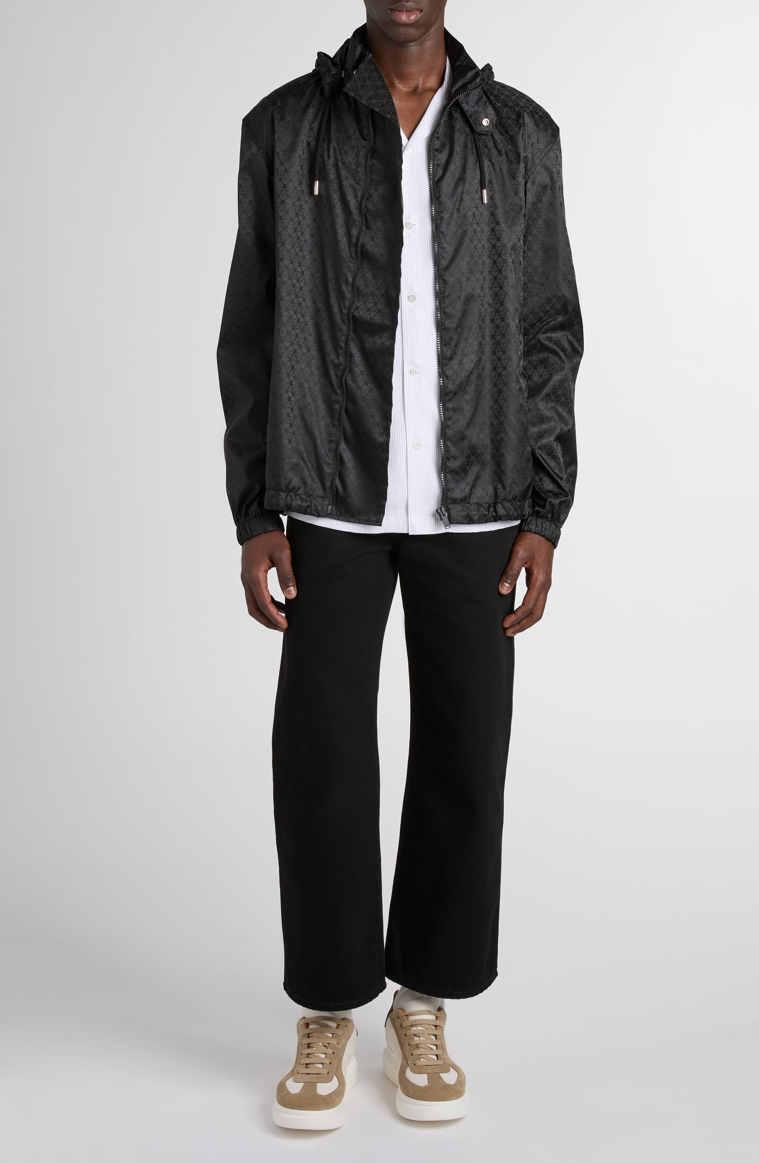 McQueen Skull Jacquard Windbreaker Jacket in Black at Nordstrom - 2