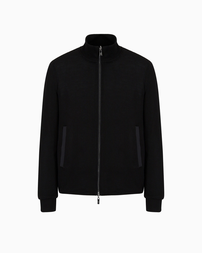 EMPORIO ARMANI Quilted nylon and knit reversible blouson with logo patch outlook