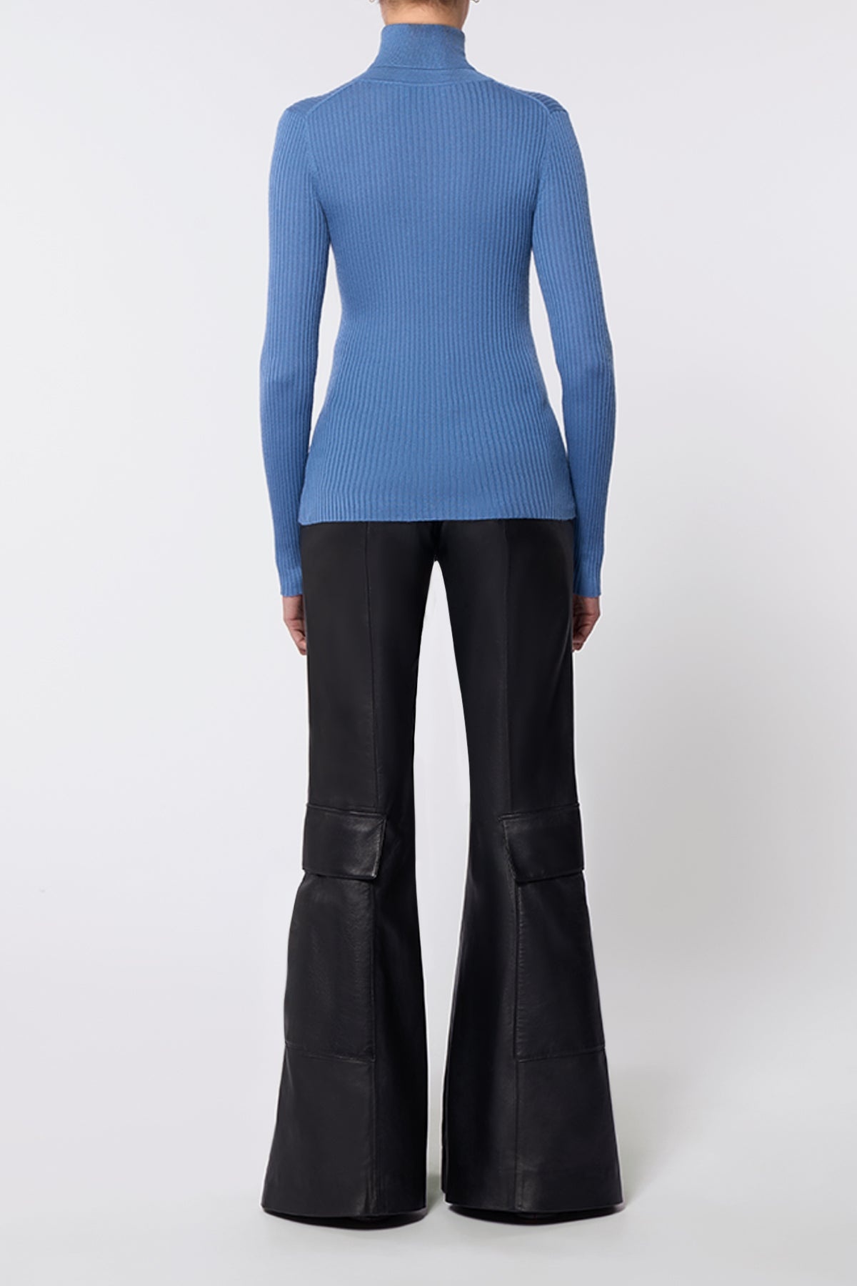 Peppe Knit Turtleneck in Light Blue Denim Cashmere Silk - 3