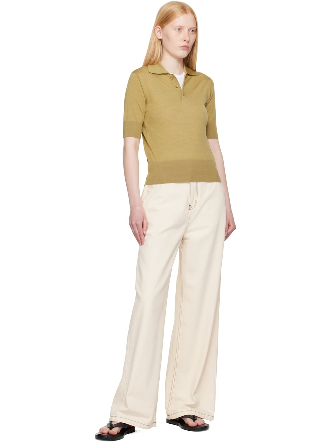 Beige Wide Fit Jeans - 4