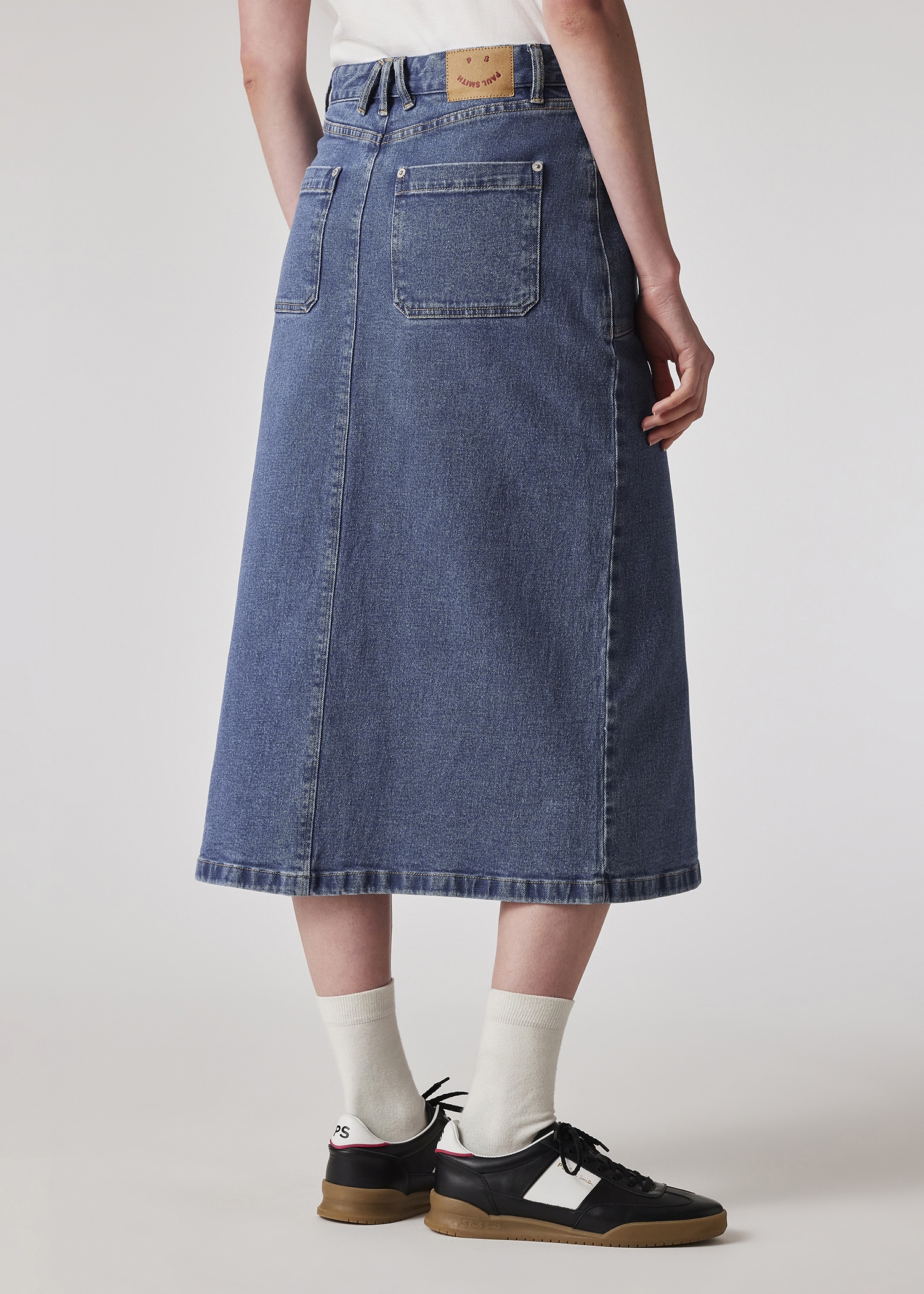 Women's Mid-Wash Denim Midi Skirt - 5