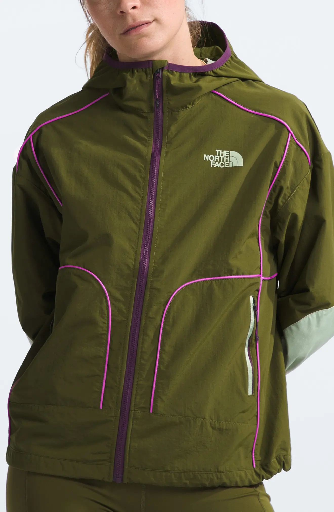 Trailwear Wind Whistle Running Jacket in Forest Olive/Violet Crocus - 1