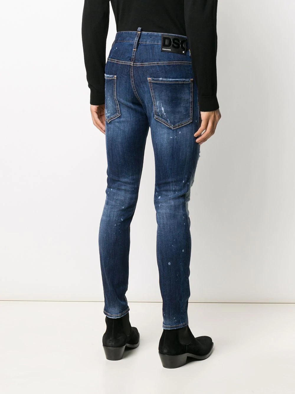 distressed patchwork skinny jeans - 4