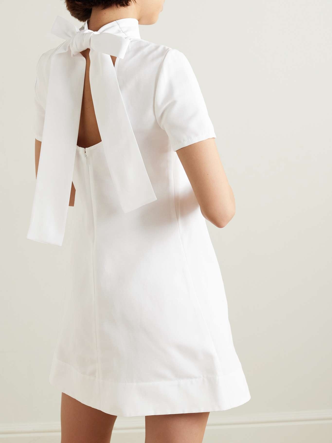 Ilana open-back cotton-blend faille turtleneck mini dress - 3