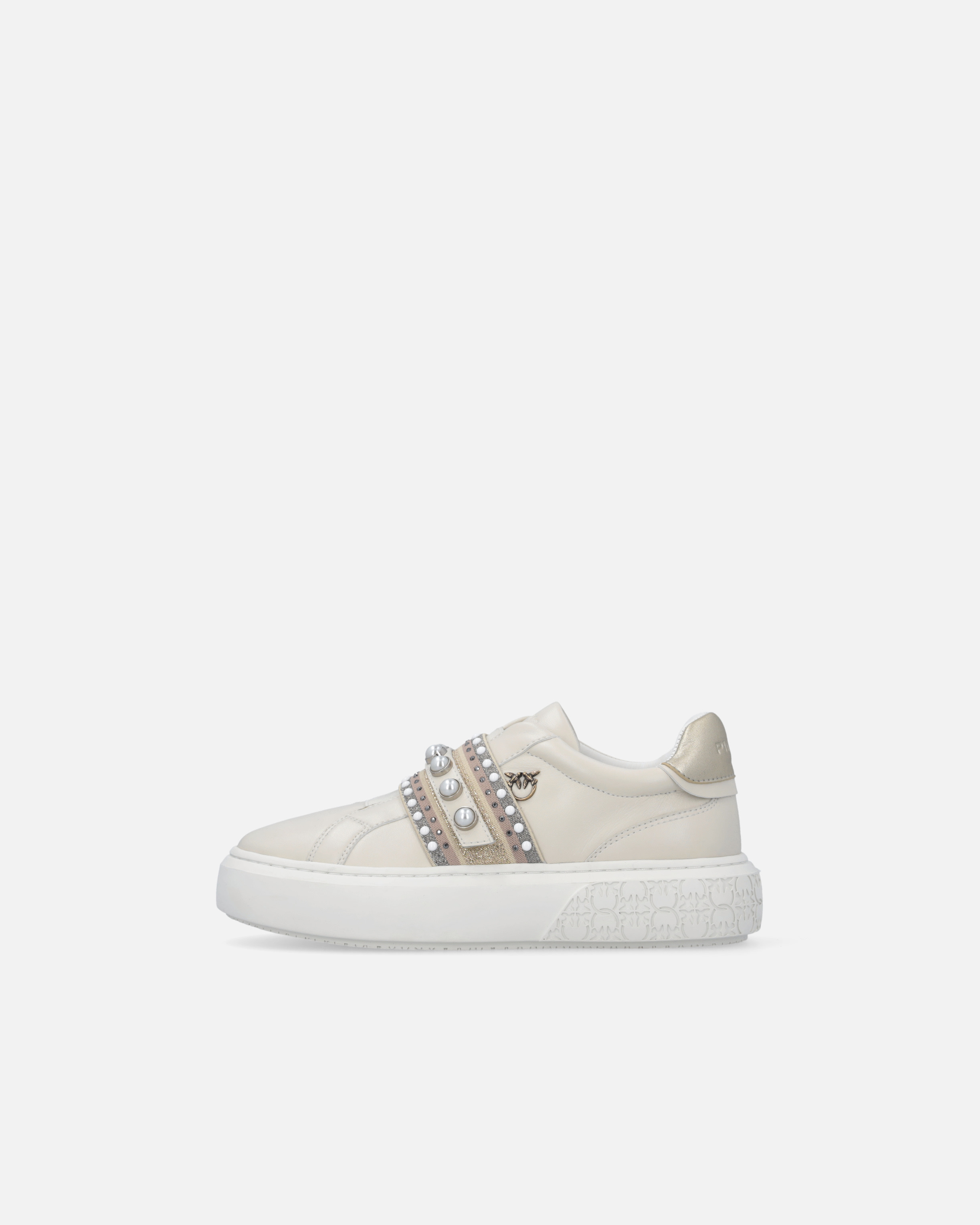LEATHER SLIP-ON SNEAKERS WITH JEWEL BAND - 5