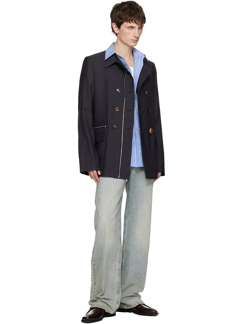 Martine Rose Black Double-Breasted Zip Blazer outlook