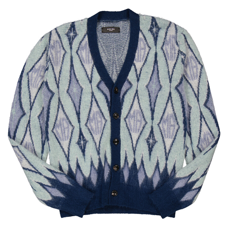 Amiri Argyle Mohair Knit Cardigan - 5