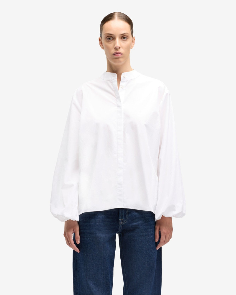 7 For All Mankind Poplin Balloon Sleeve Shirt in White outlook