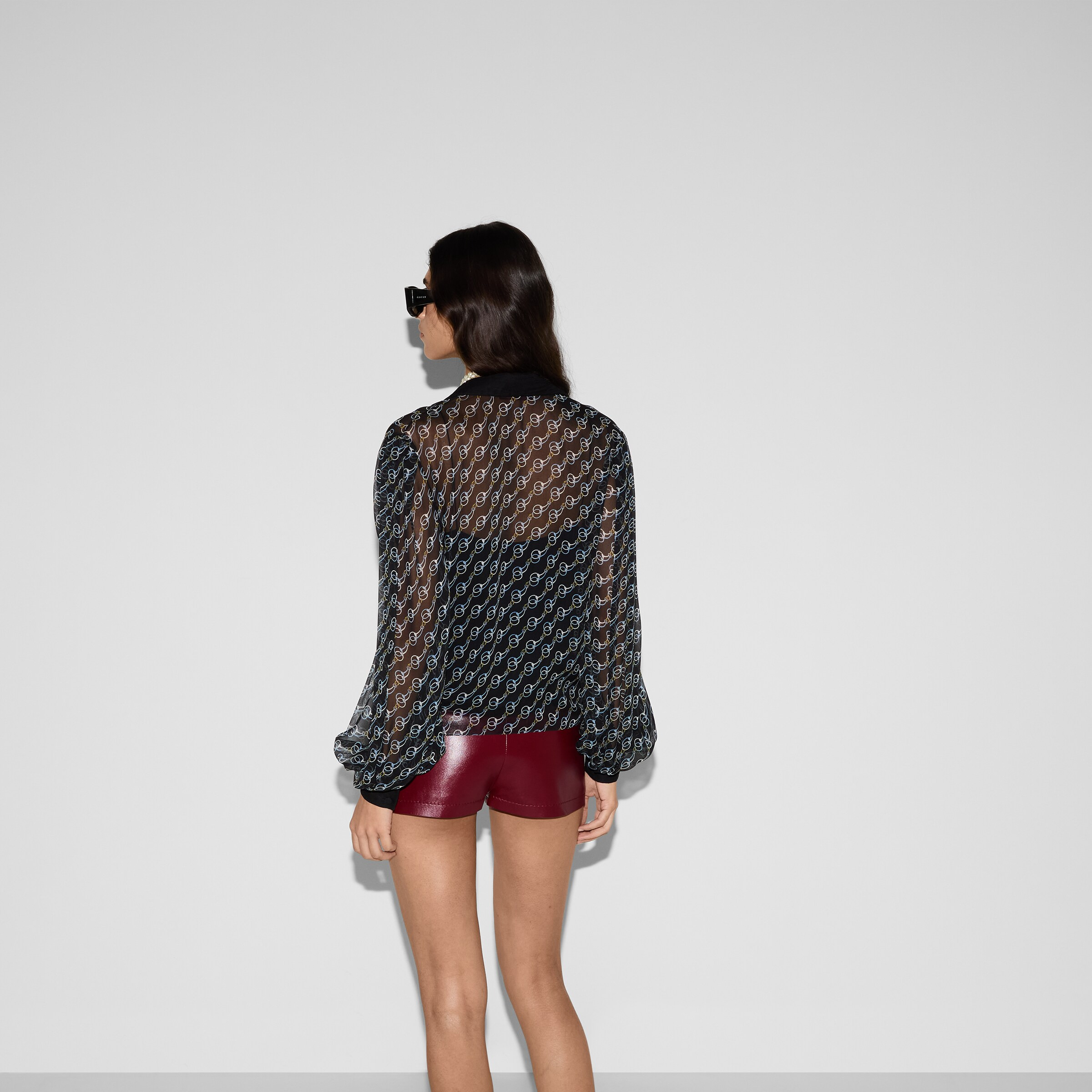 Printed silk creponne shirt - 4