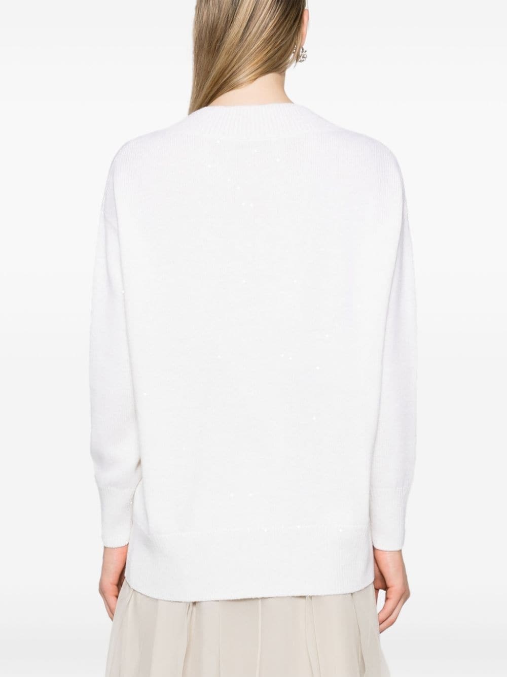 sequined V-neck jumper - 4