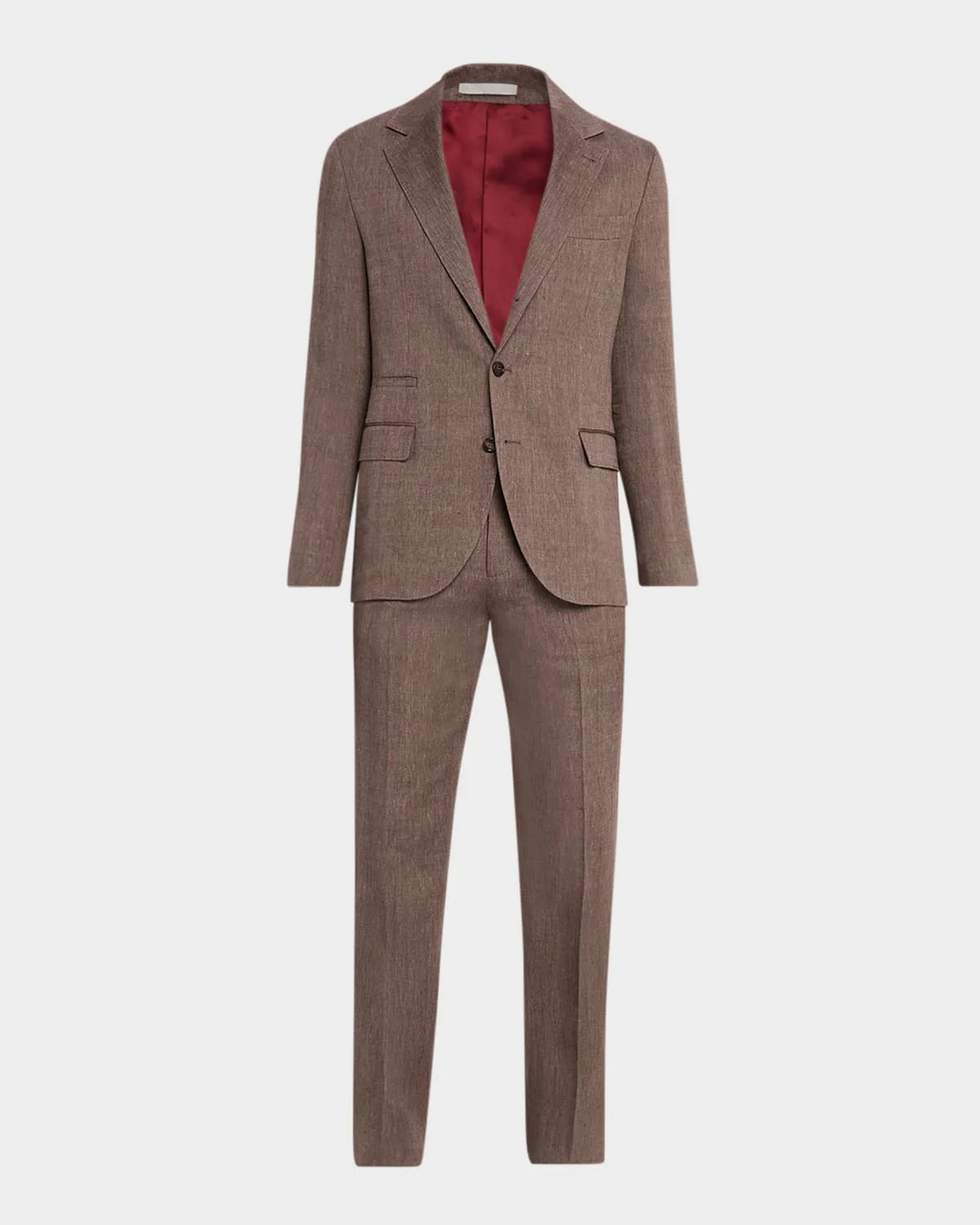 Men's Linen and Wool Herringbone Two-Piece Suit - 1