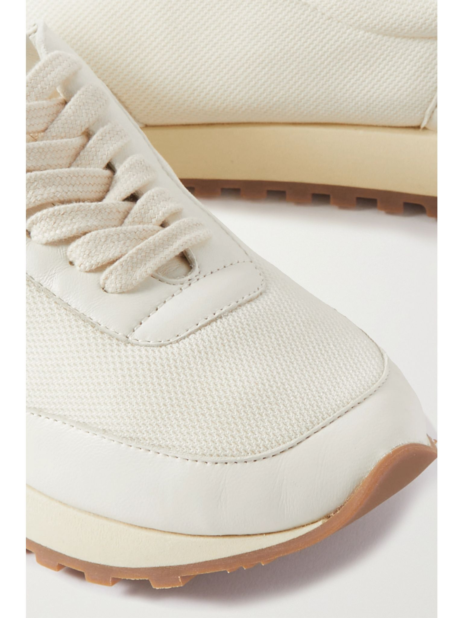 Owen Runner leather and mesh sneakers Cream - 4