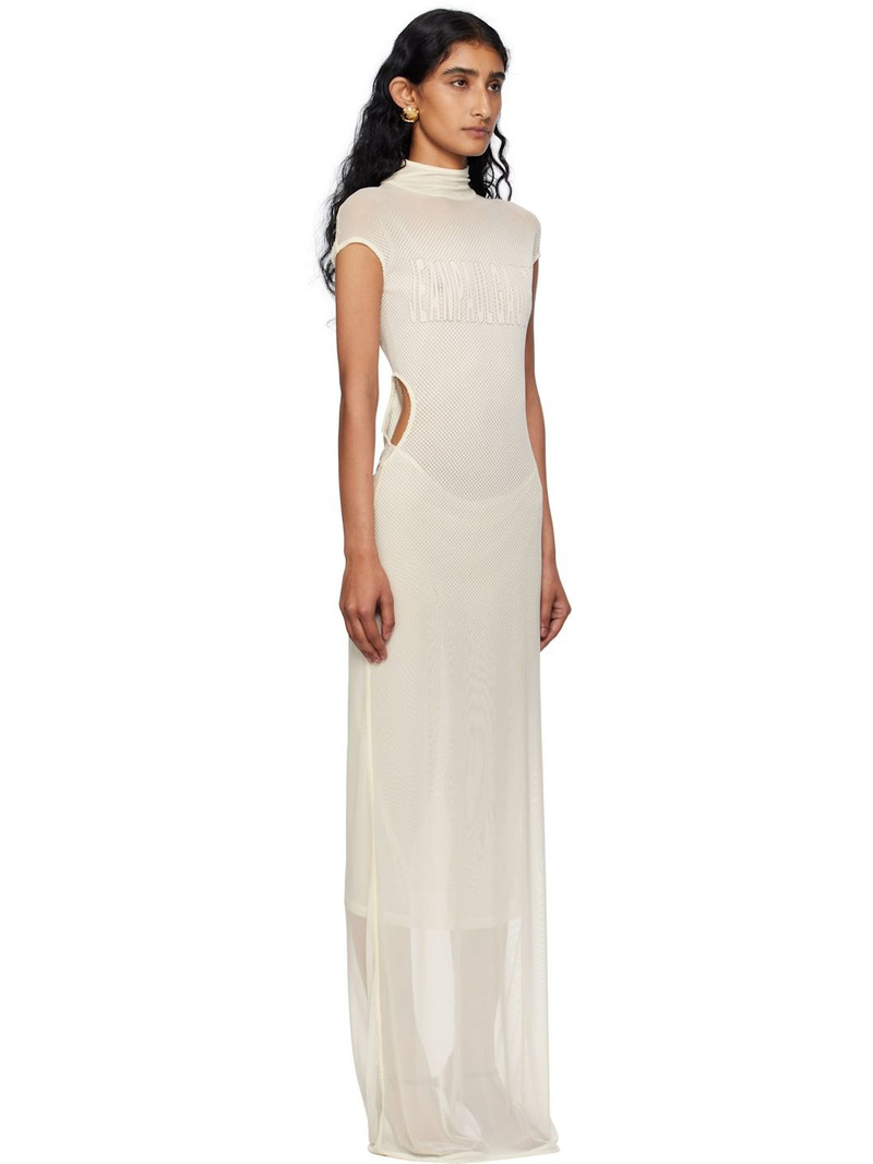 Off-White Sleeveless Flock Maxi Dress 2
