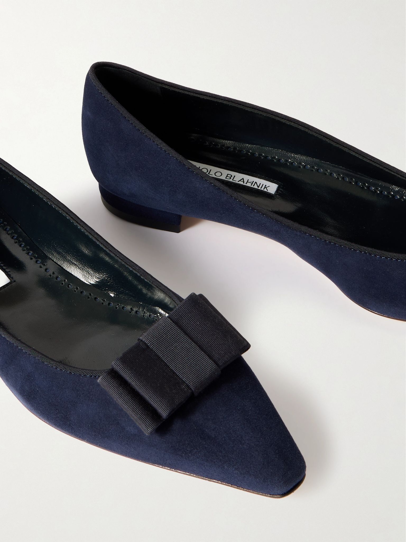 Reador 10 bow-detailed suede point-toe flats Navy - 4