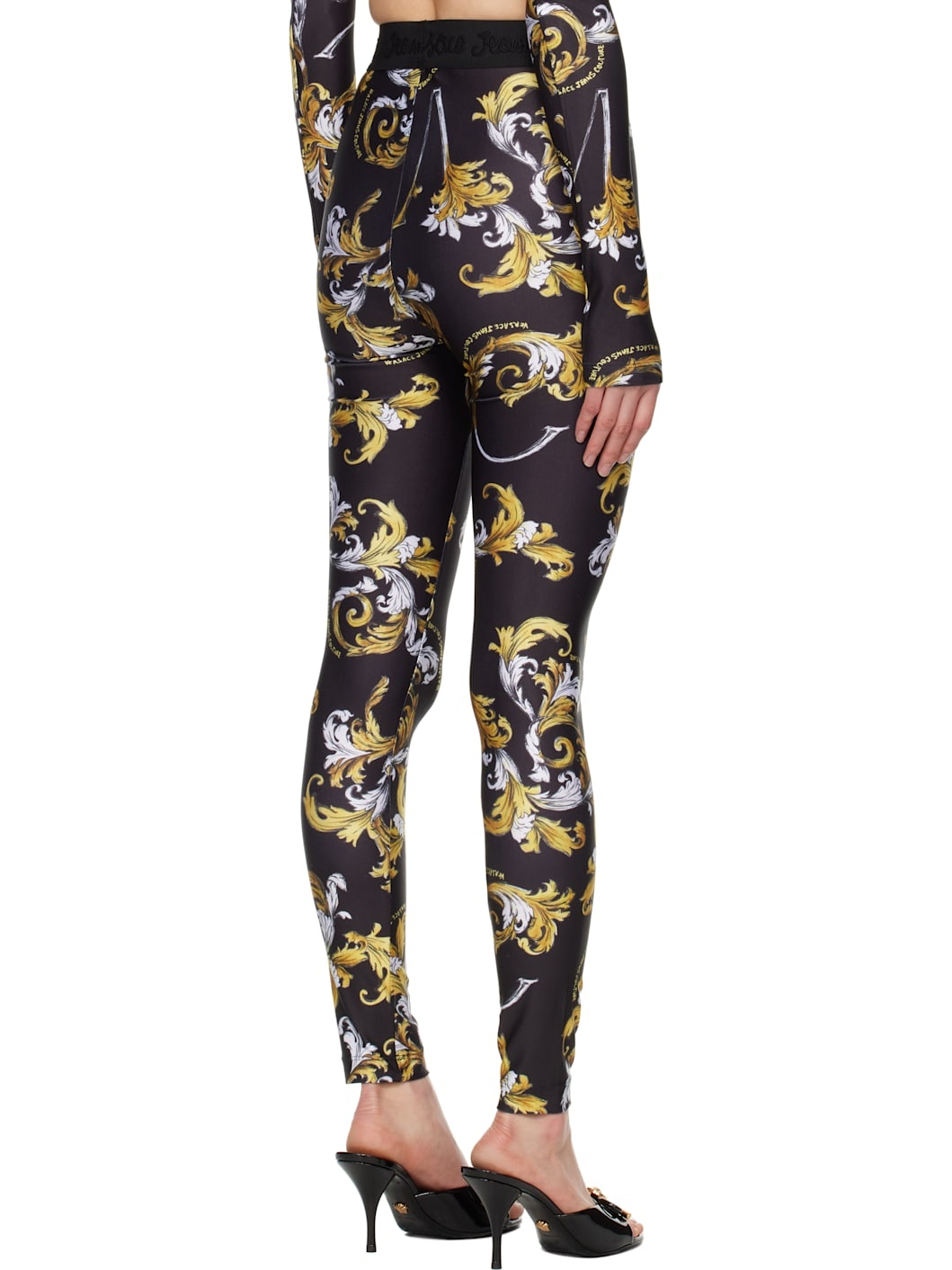 Black Outline Barocco Leggings - 3