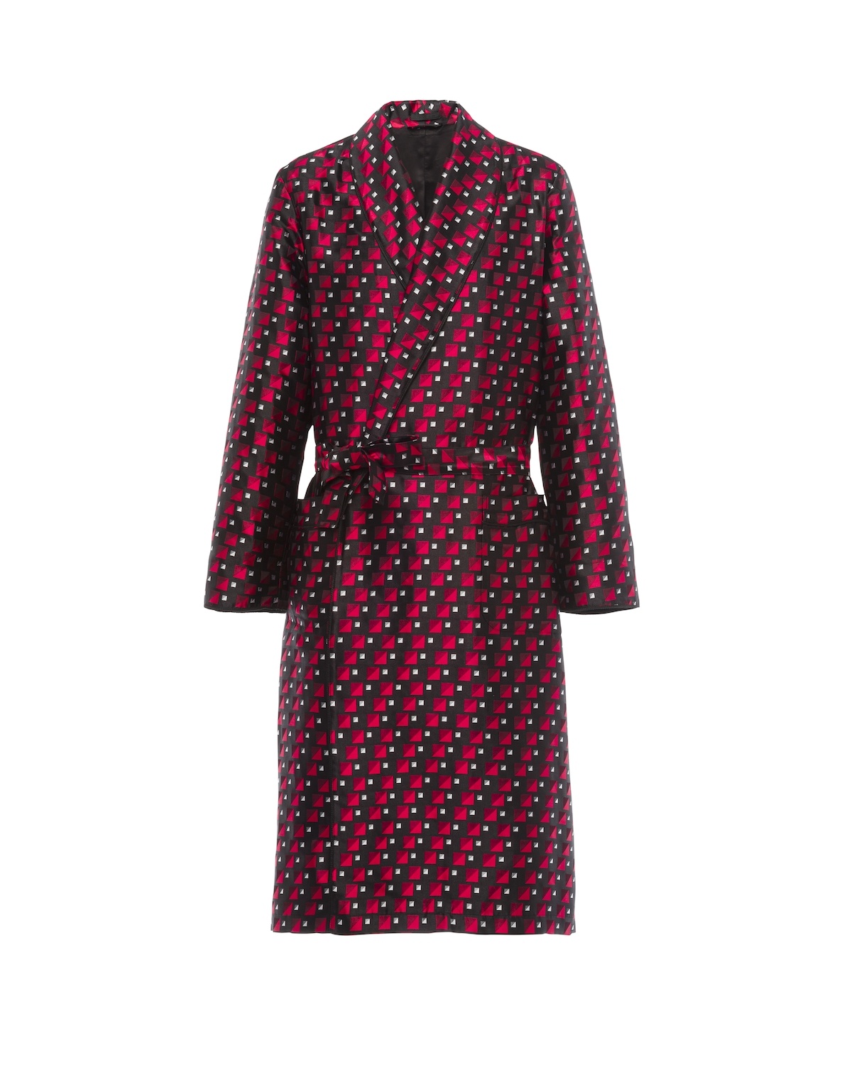 Checked print silk jacquard robe - 1