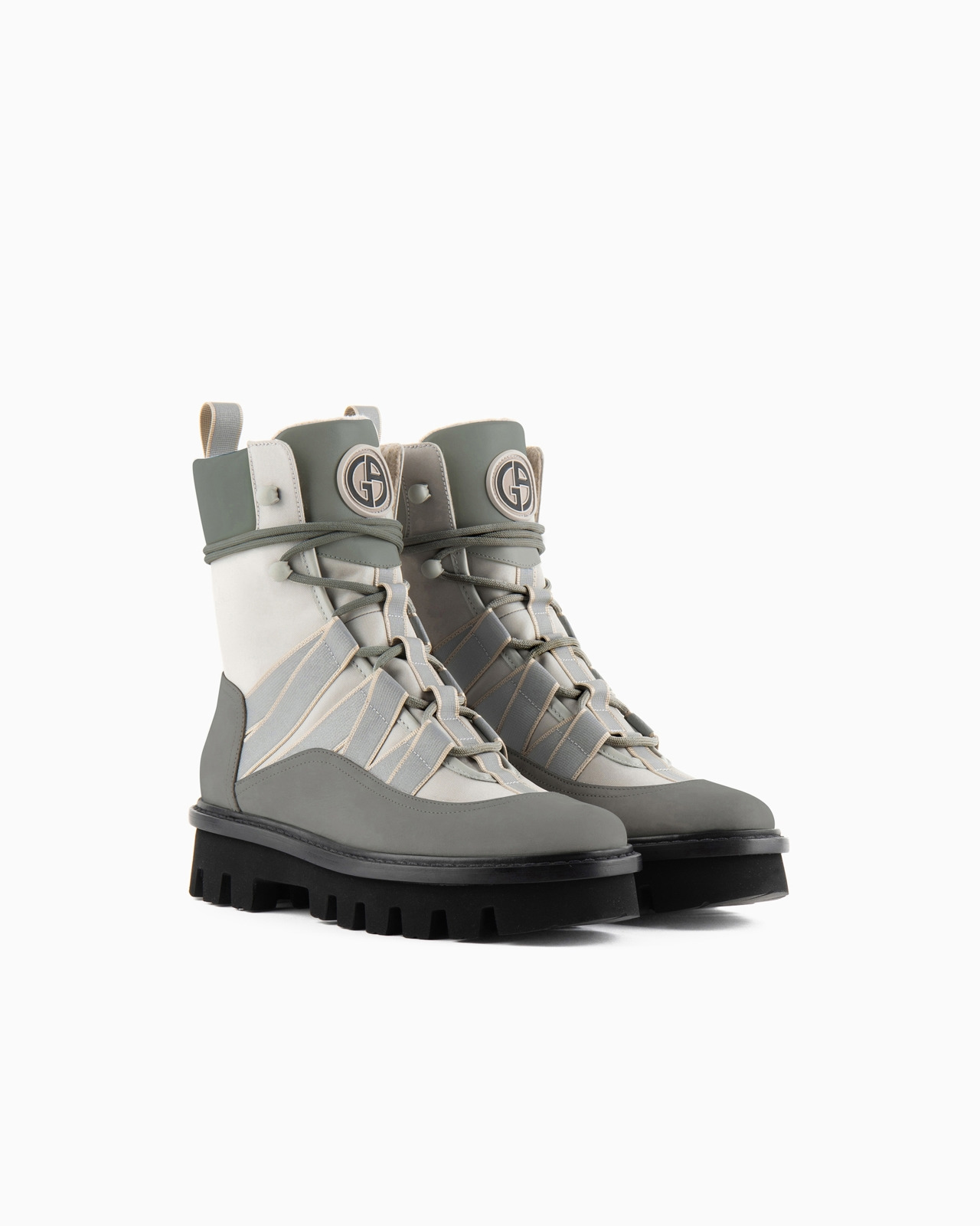 GIORGIO ARMANI NEVE LACE-UP ANKLE BOOTS IN NUBUCK, TECHNICAL FABRIC AND NAPPA LEATHER - 2