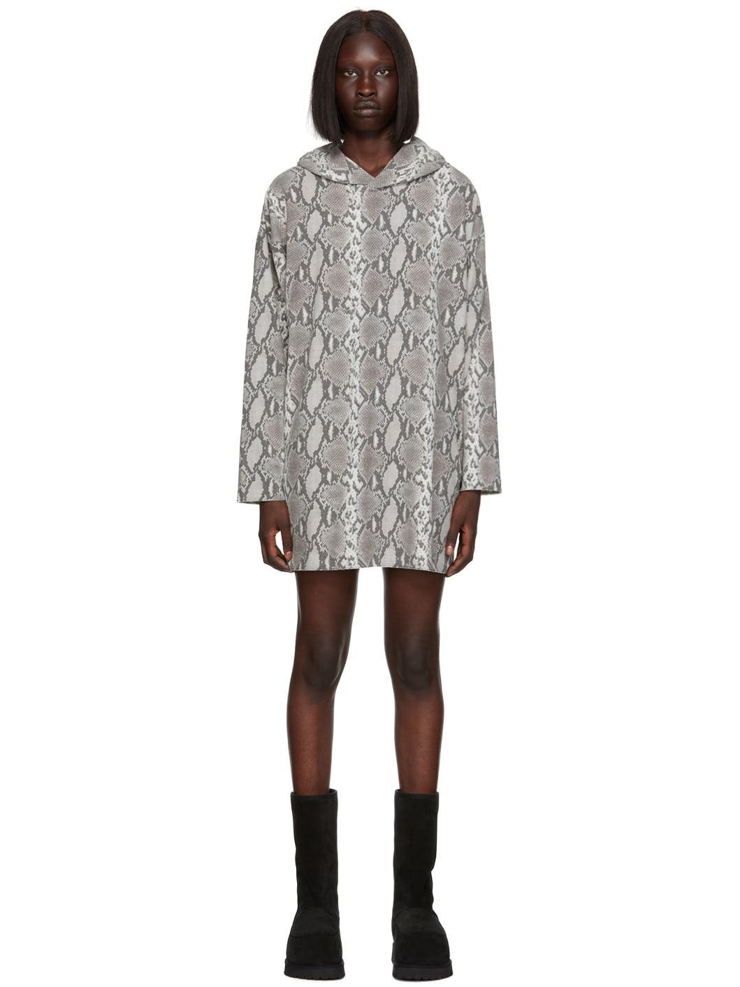 Gray Hooded Minidress - 1