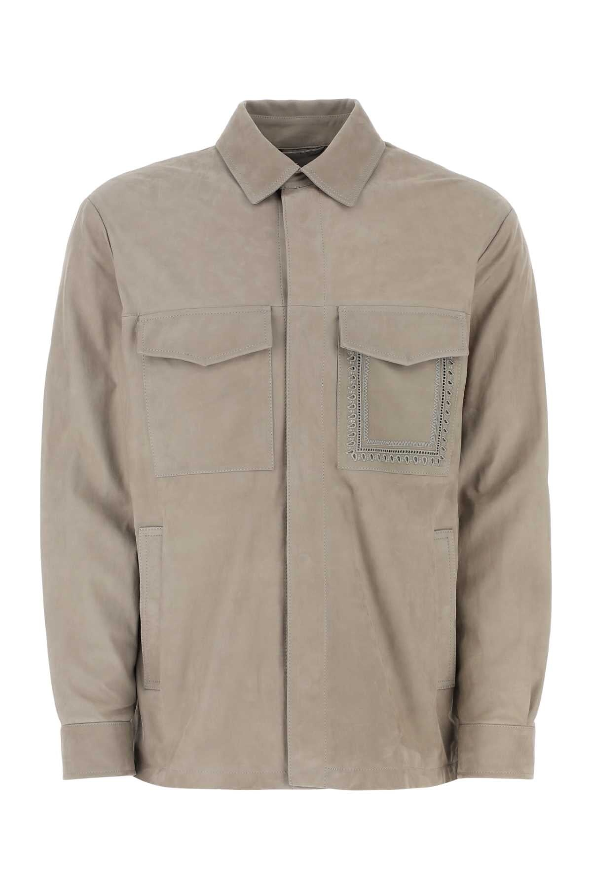 Etro Men Dove Grey Suede Shirt - 1