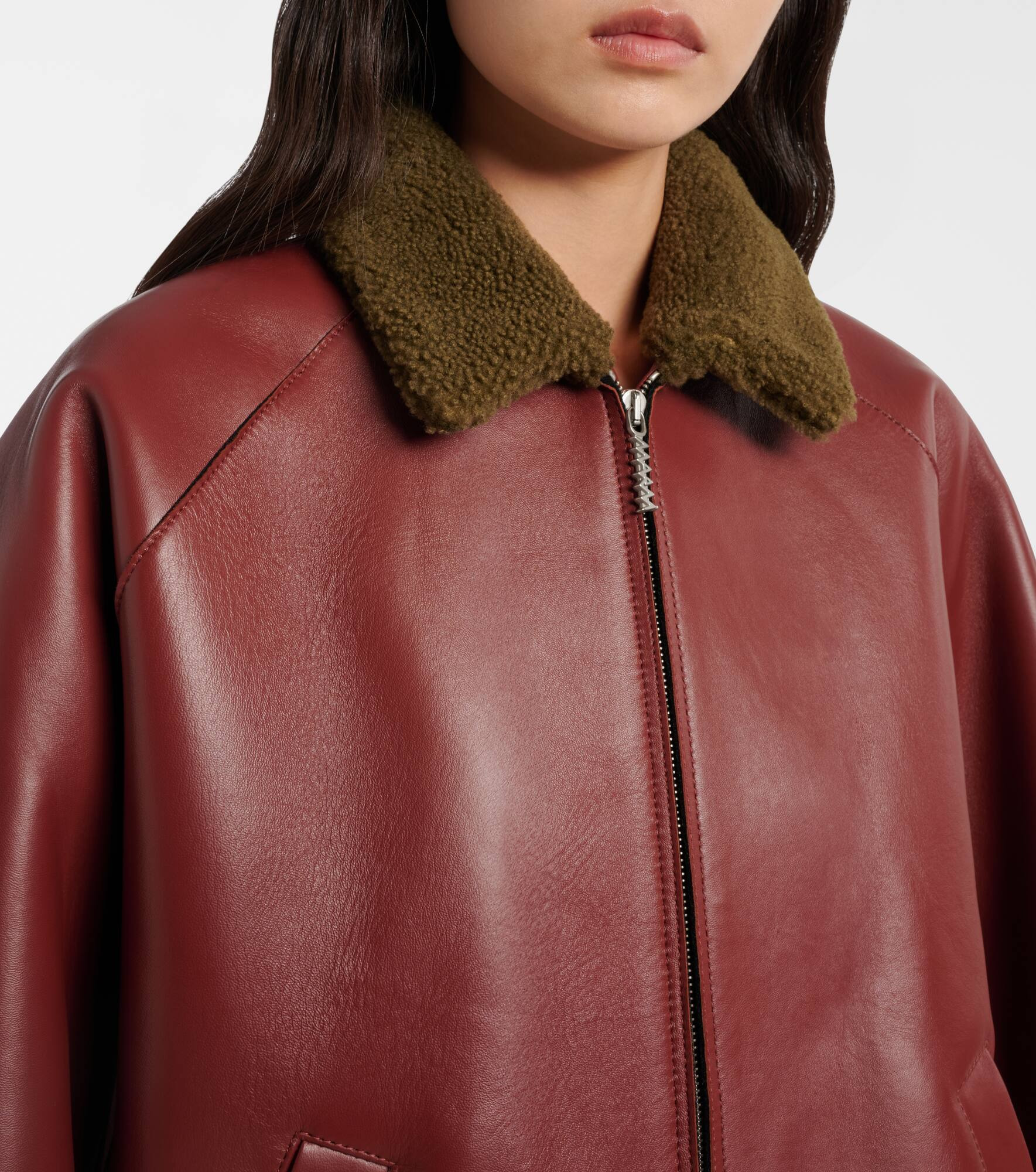 Shearling-trimmed leather blouson jacket - 4