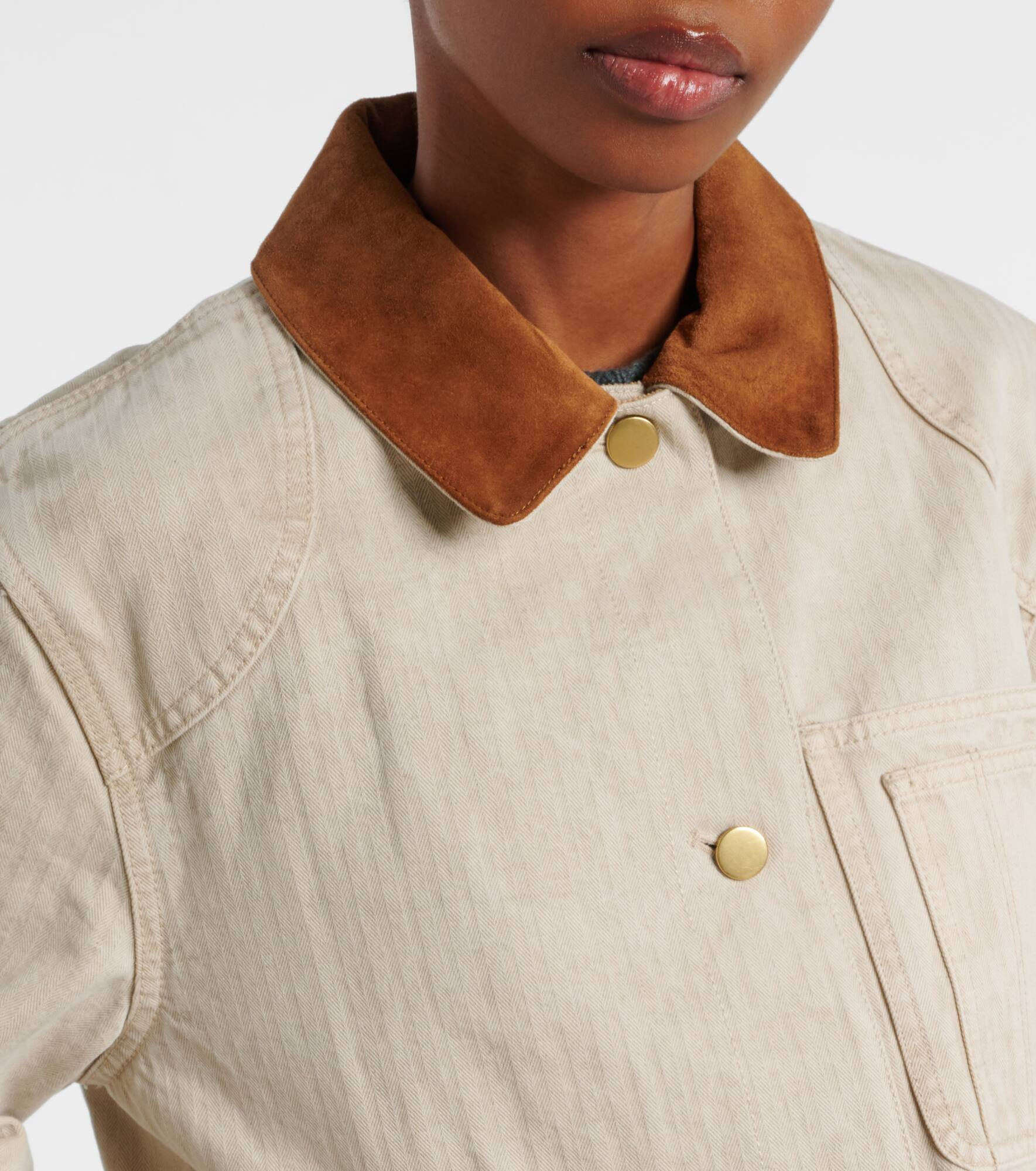 Abbas suede-trimmed cotton field jacket - 4