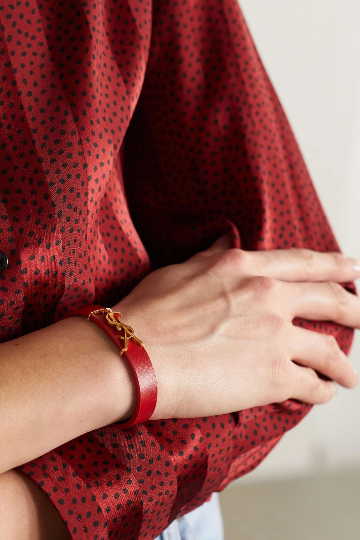 Leather and gold-tone bracelet - 2