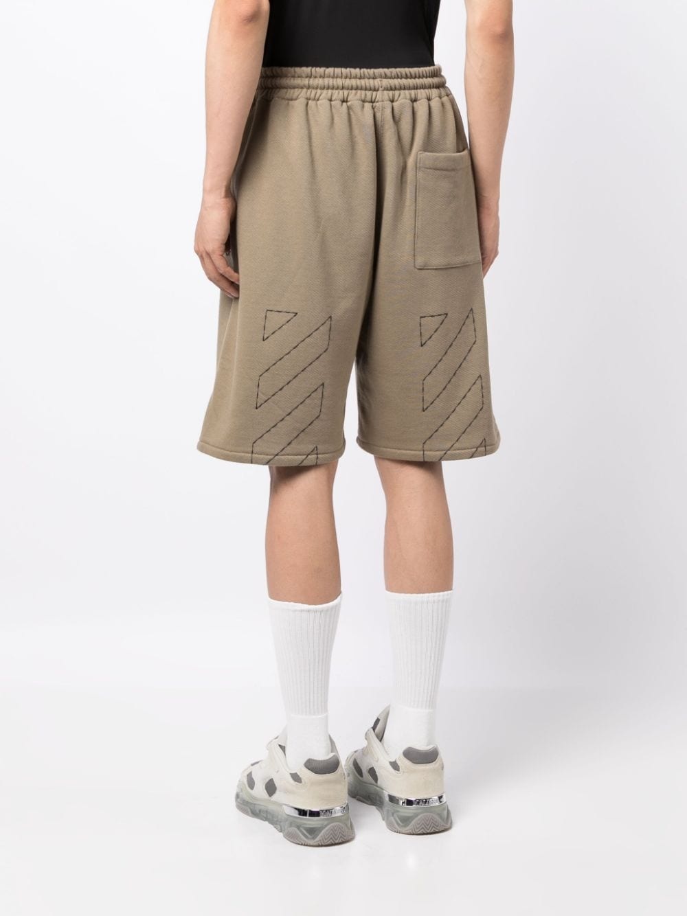 Stitch Diag cotton track shorts - 4