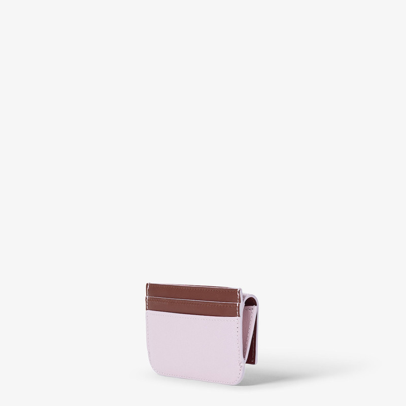 Fendi Way Card Case With Pocket Fuchsia and mahogany brown leather card case 3
