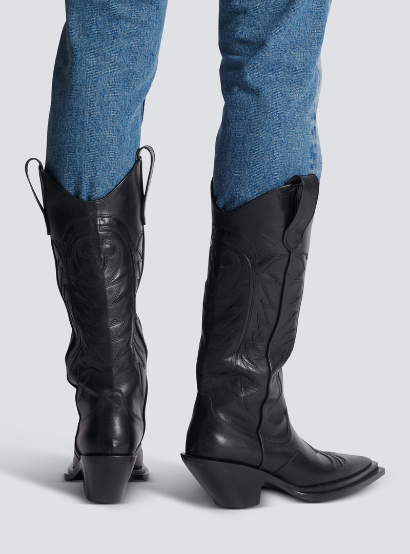 Balmain Dan patchwork leather boots outlook