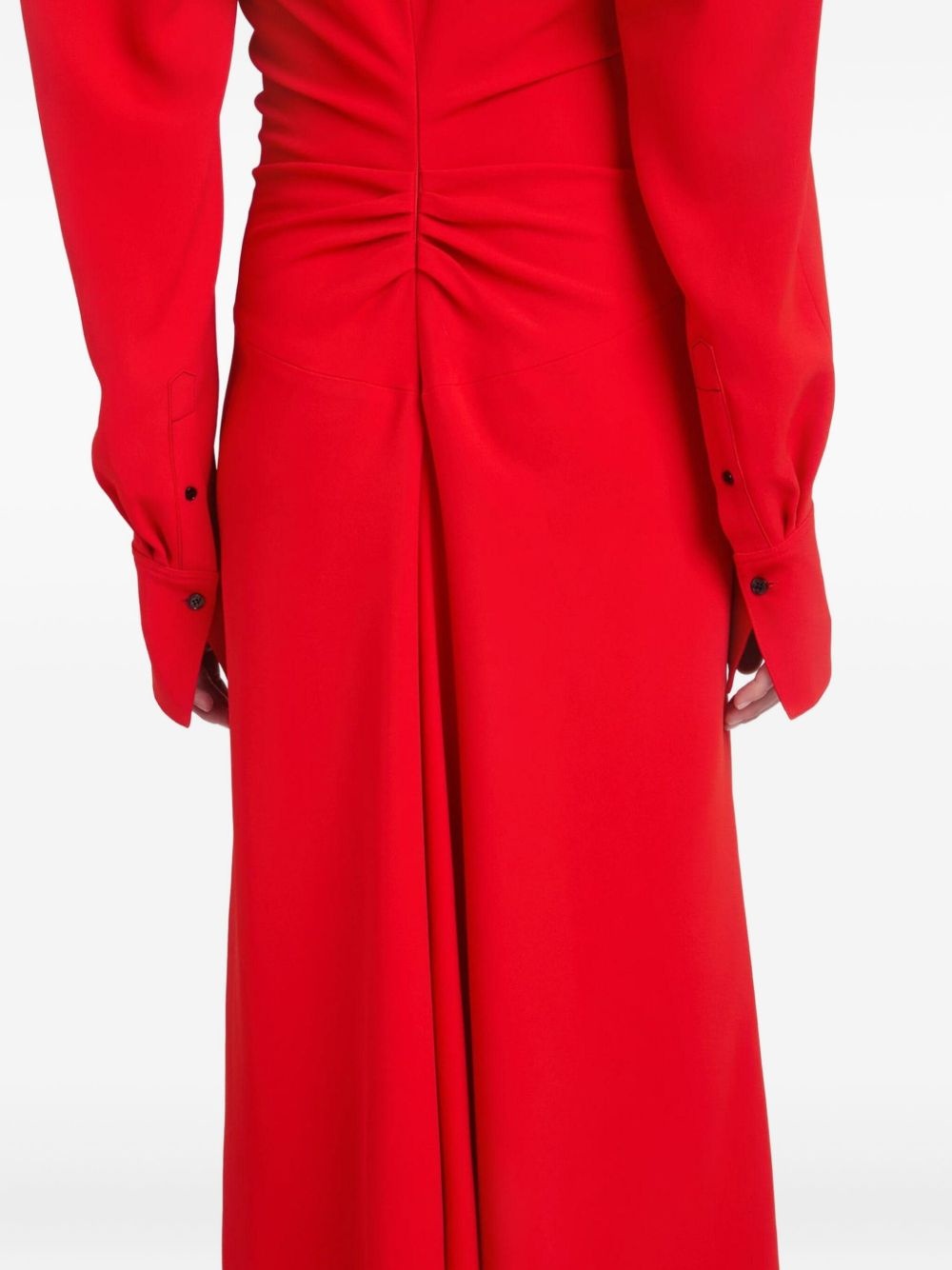 long-sleeve polo-collar midi dress - 5