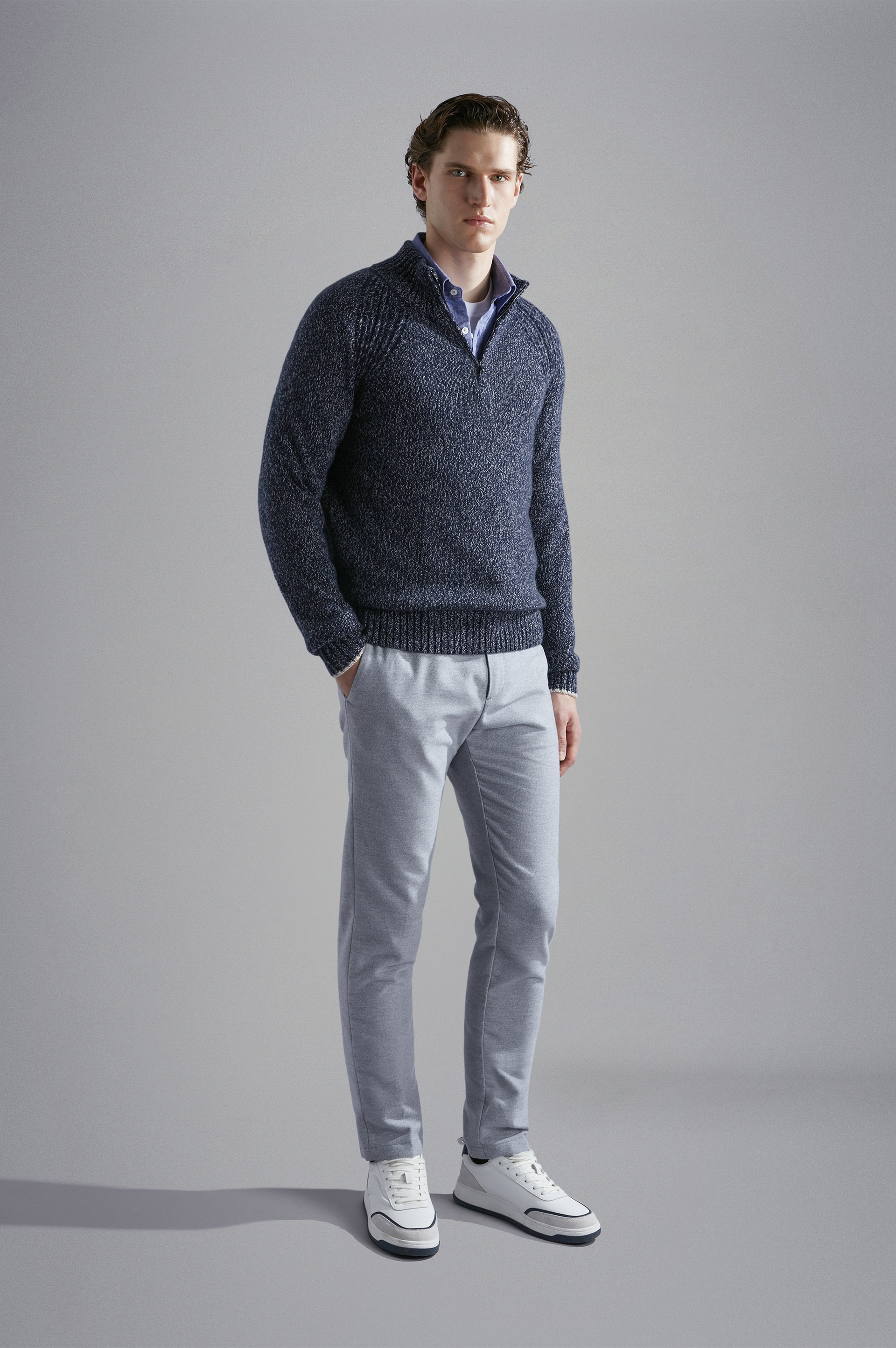 WOOL AND CASHMERE MELANGE TURTLENECK SWEATER - 2