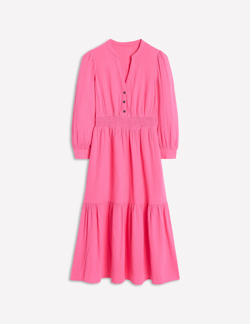 Elena Double Cloth Midi Dress-Sorbet Pink 1